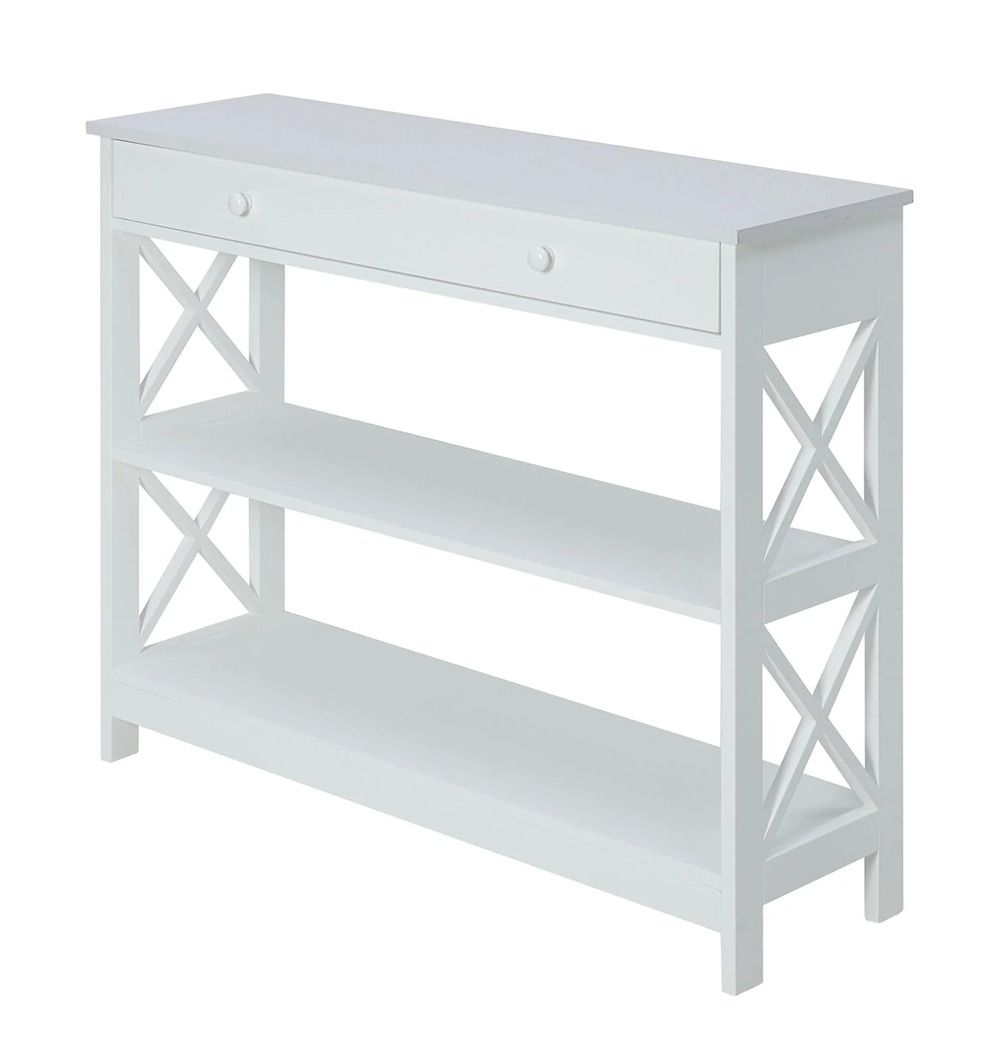 White 1 Drawer Console Table with Shelves P974