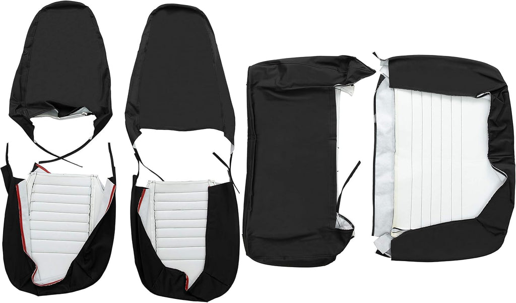 Black Faux Leather Seat Covers Front High-Back Bucket Seats & Rear Bench Seat Q5374