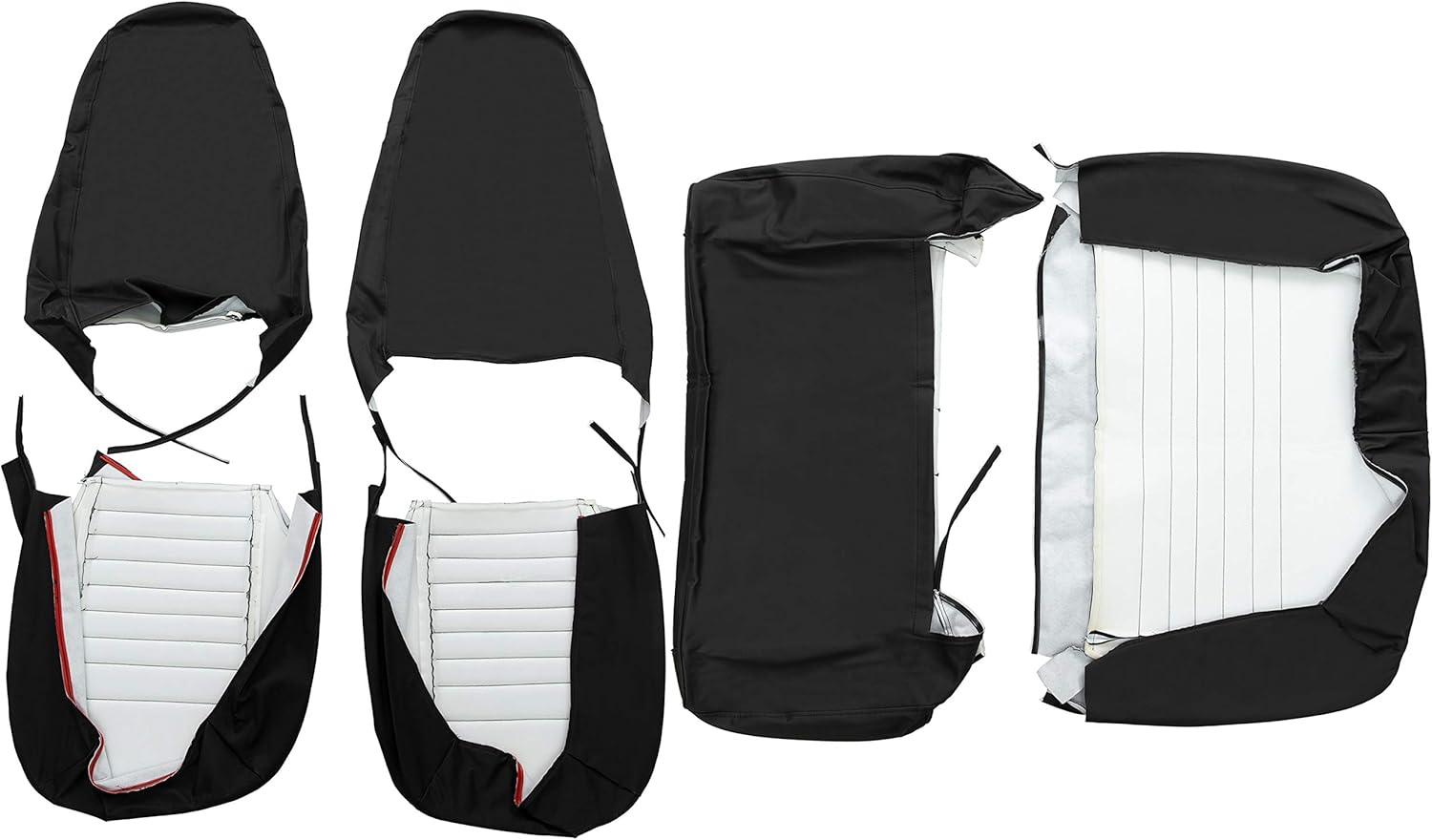 Black Faux Leather Seat Covers Front High-Back Bucket Seats & Rear Bench Seat Q5374