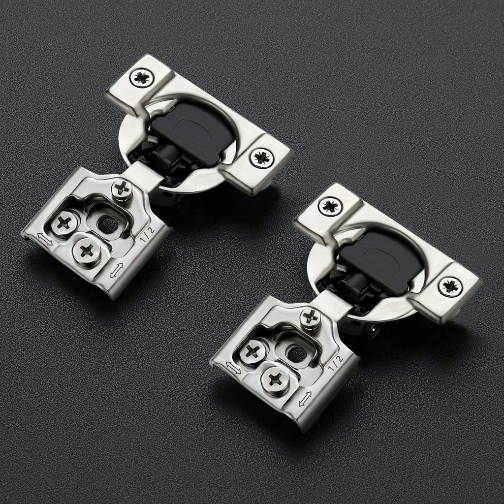 32 Pack 16 Pairs 1/2 inch Overlay Soft Close Hinges Satin Nickel Stainless Steel Concealed Hinge D918666