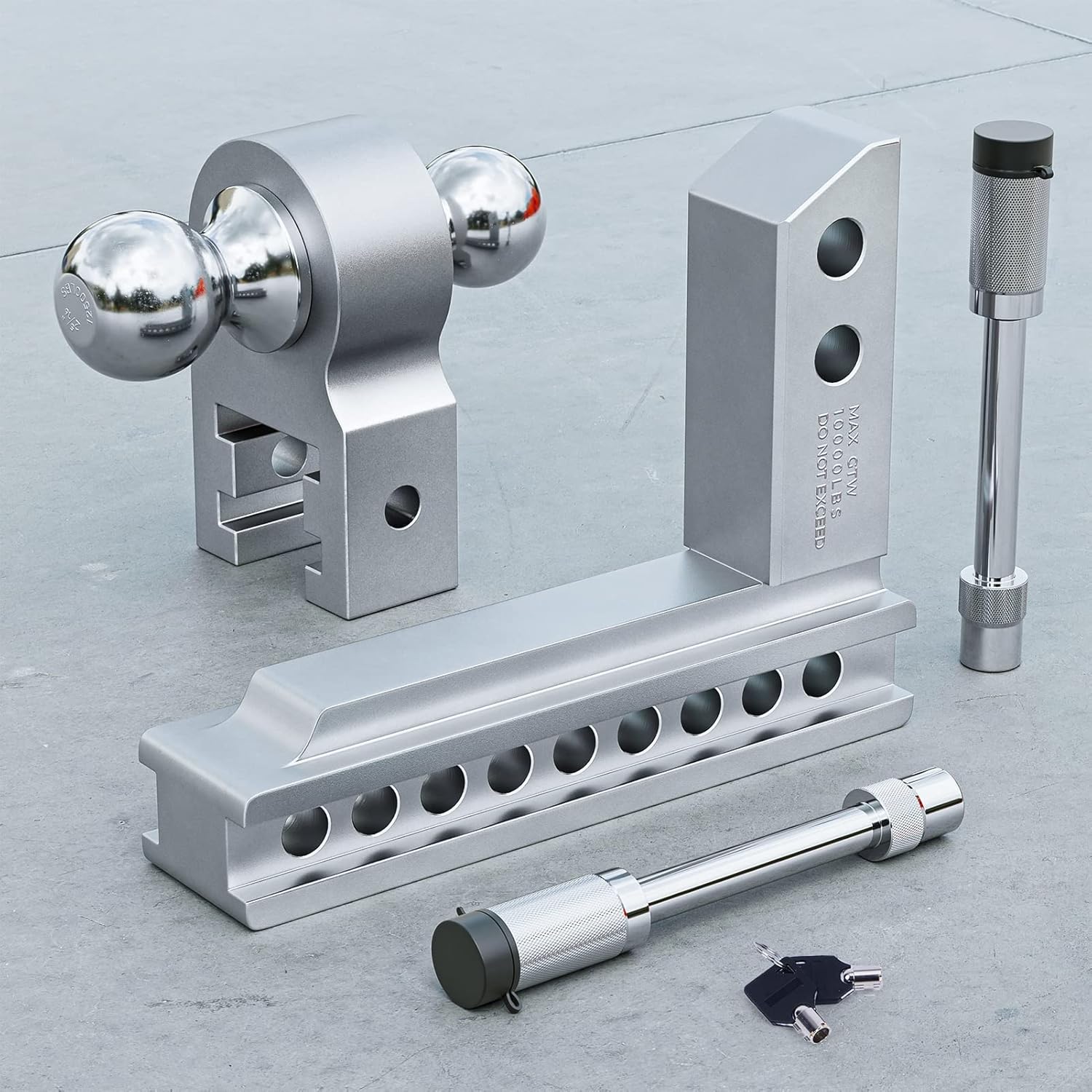 Adjustable Trailer Hitch Ball Mount, 2.5-Inch Receiver, 8-Inch Drop, 8-Inch Rise, Dual Towing Balls X30605