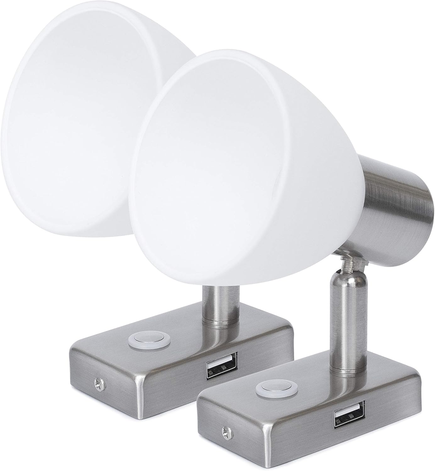 12V 2.2W Touch Switch Dimmable Warm Reading Light with USB Port, Pack of 2 H31274