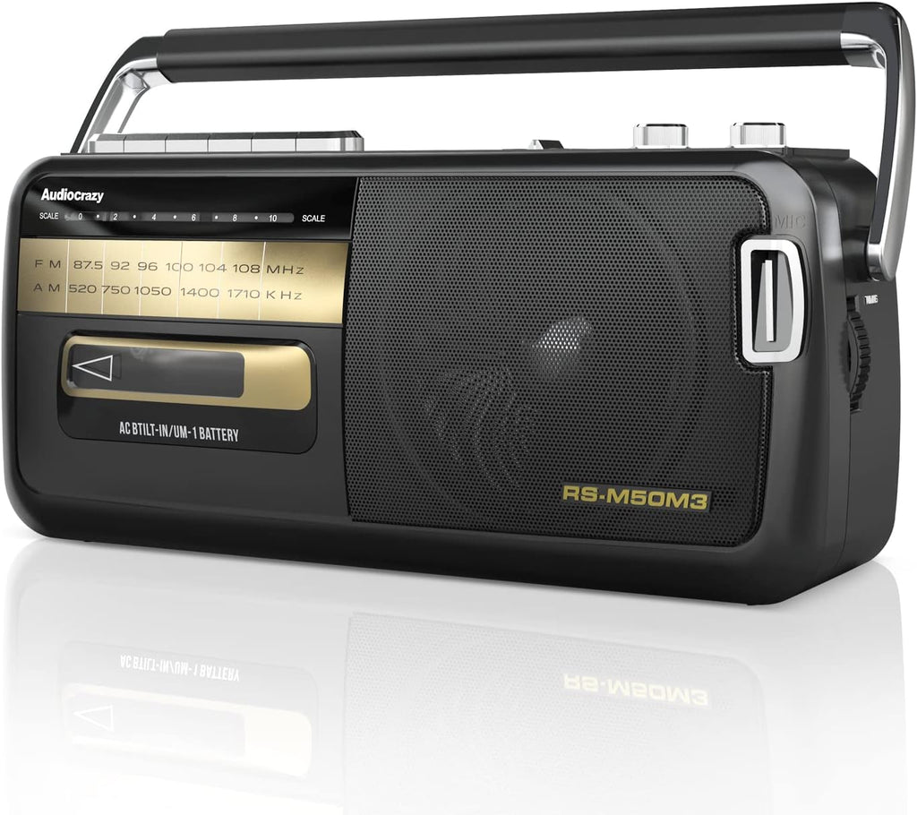 White Retro Boombox Cassette Player with USB Slot R681339