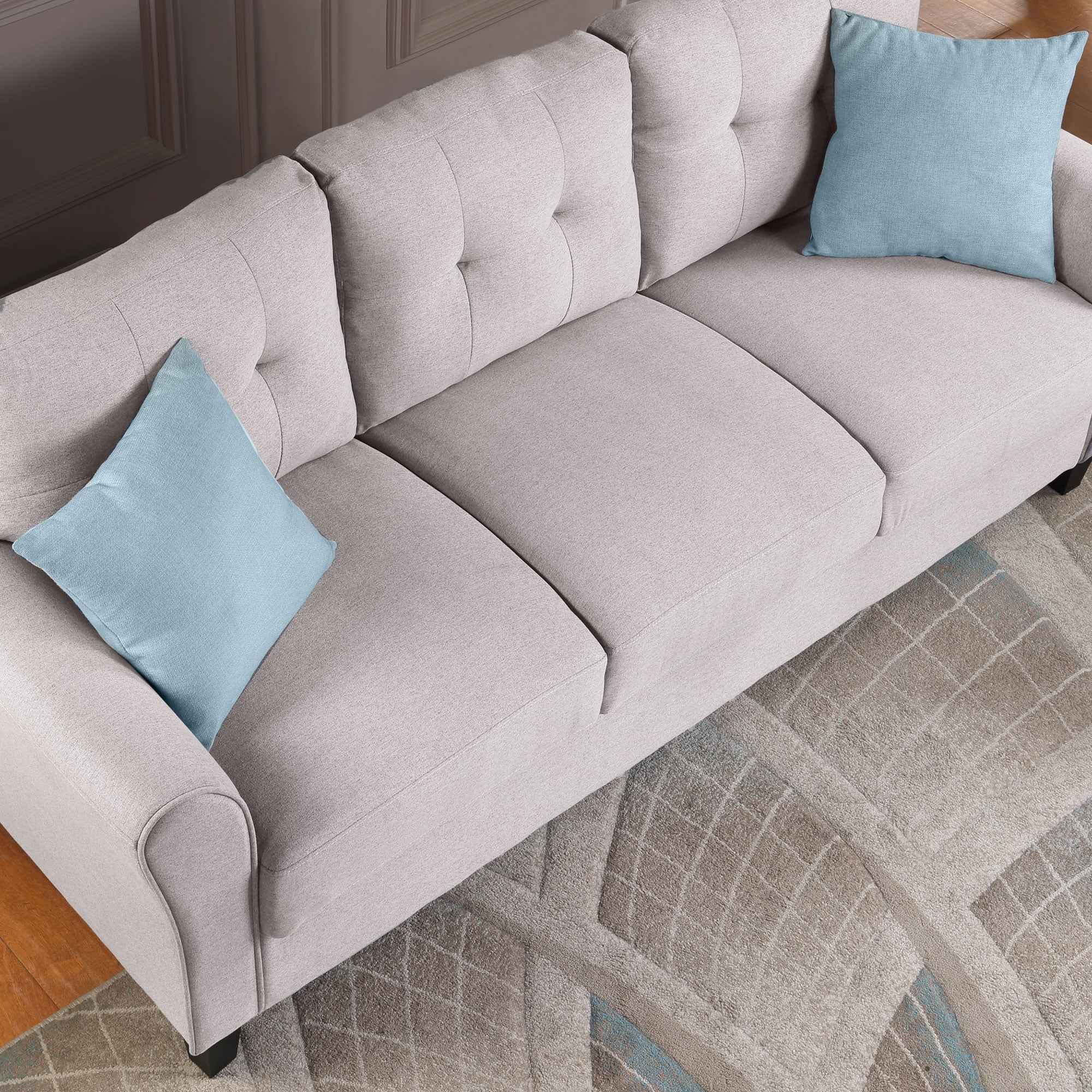Linen Upholstered Light Grey Sofa Set (2+3-Seat) I24852