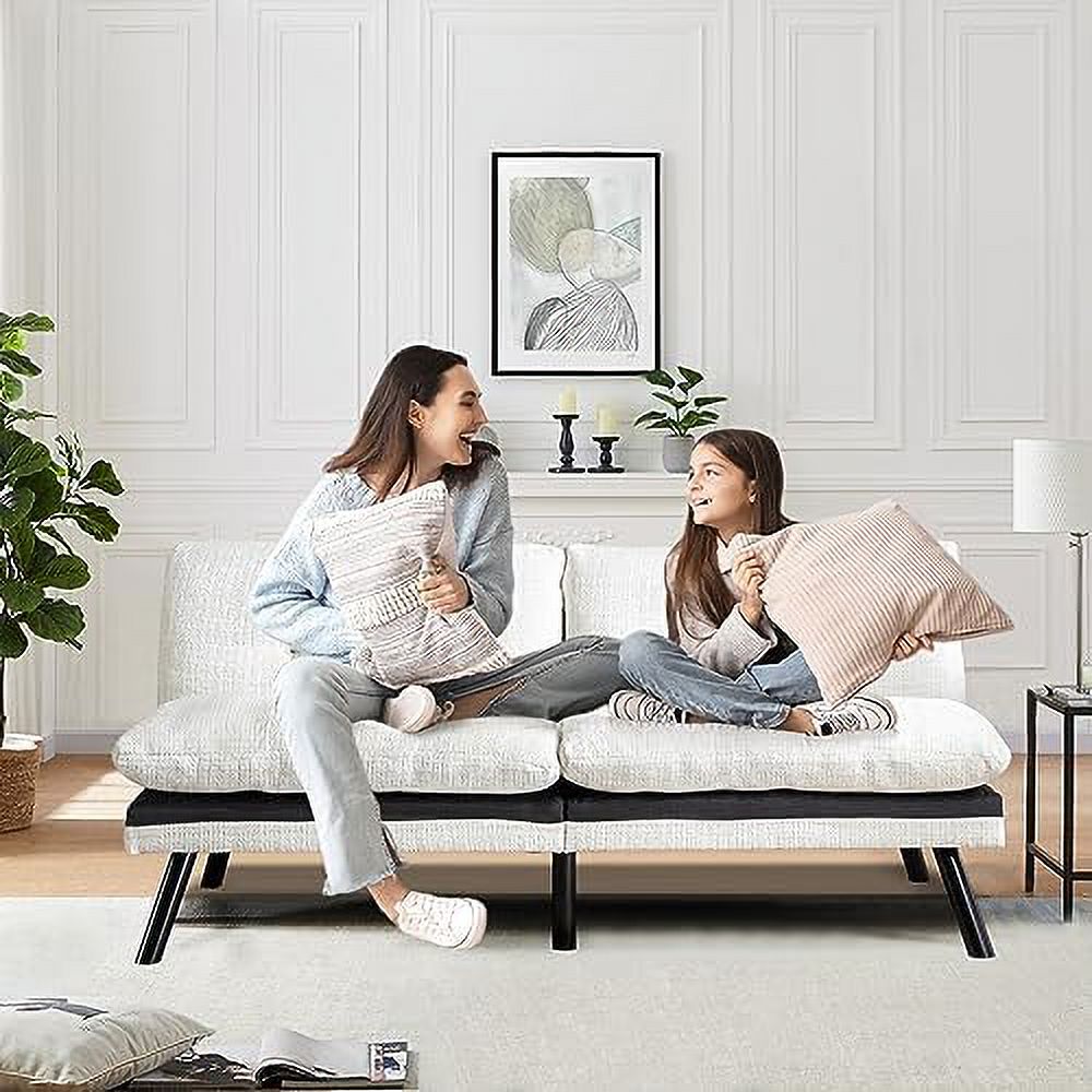 Convertible Memory Foam Futon Sofa Bed Loveseat with Adjustable Backrest T273