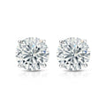 4 Prong 2 Carat Round Moissanite Solitaire Stud Earrings in 18K White Gold Plating Over Silver P535