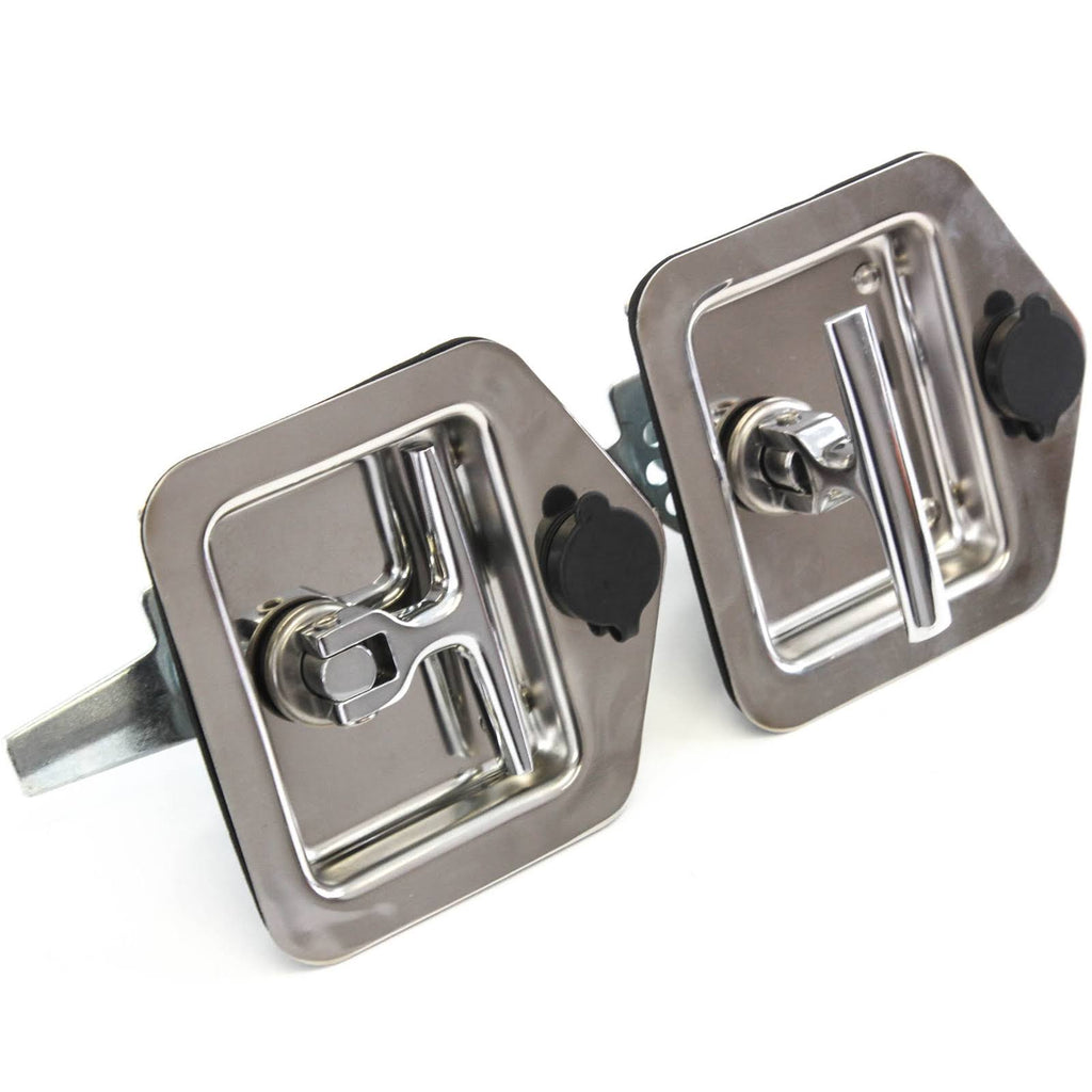 2 Folding T Handle Single Point Latch Blind Studs Cylinder Gasket Keys Camper RV M8586