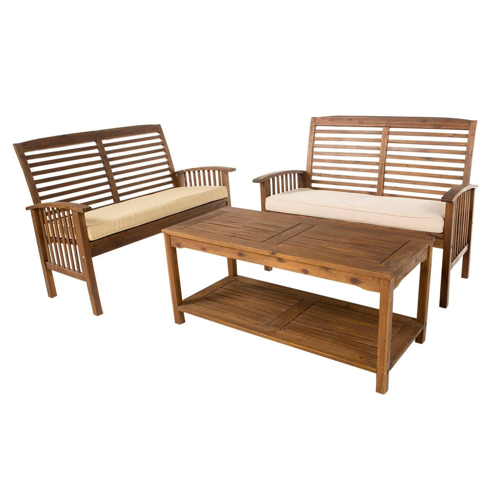 3-Piece Acacia Wood Patio Conversation Set D914