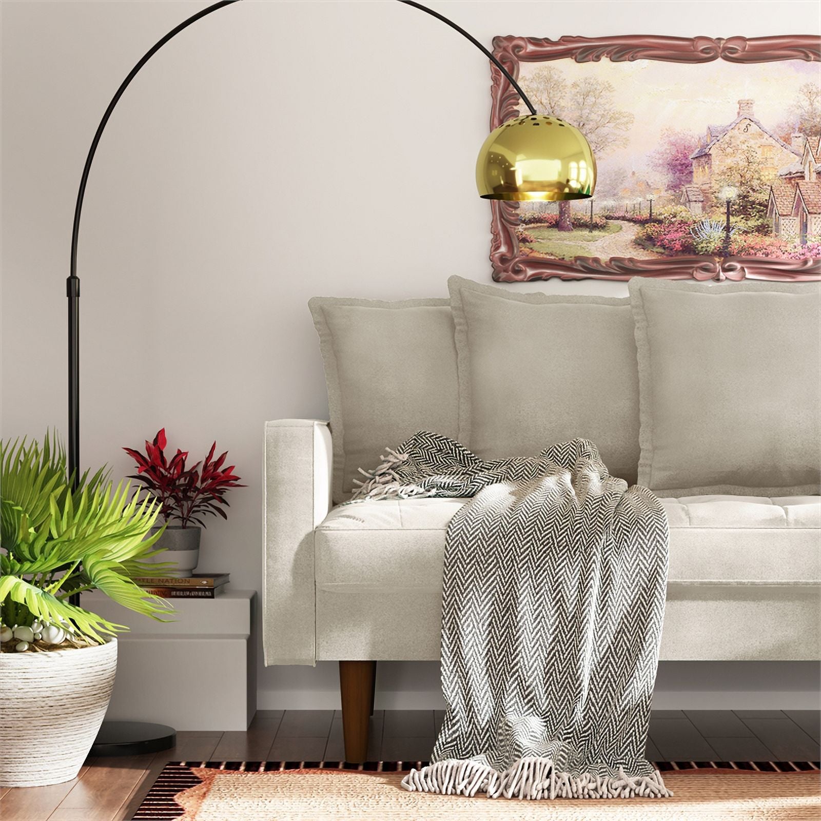Beige Velvet Upholstered Sofa U19512