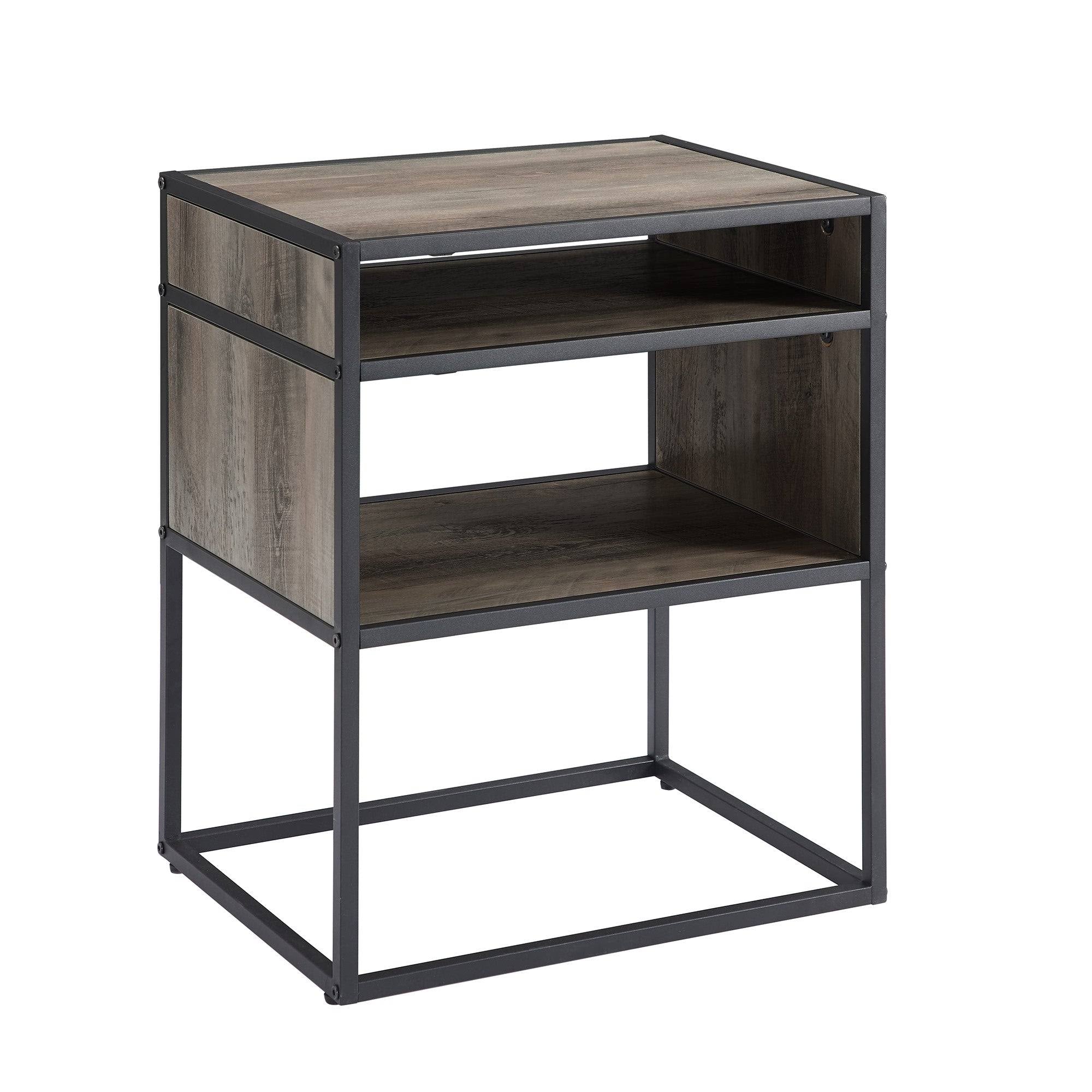 Dark Walnut Side Table with Open Shelf R3486