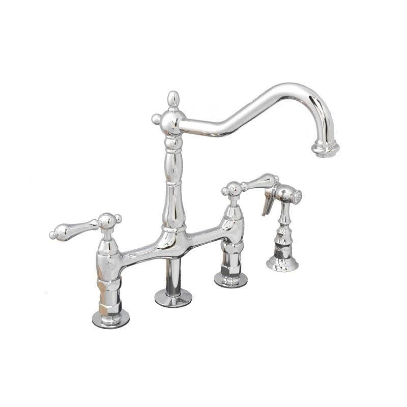 Chrome Bridge Style Kitchen Faucet with Metal Lever Handles M810139