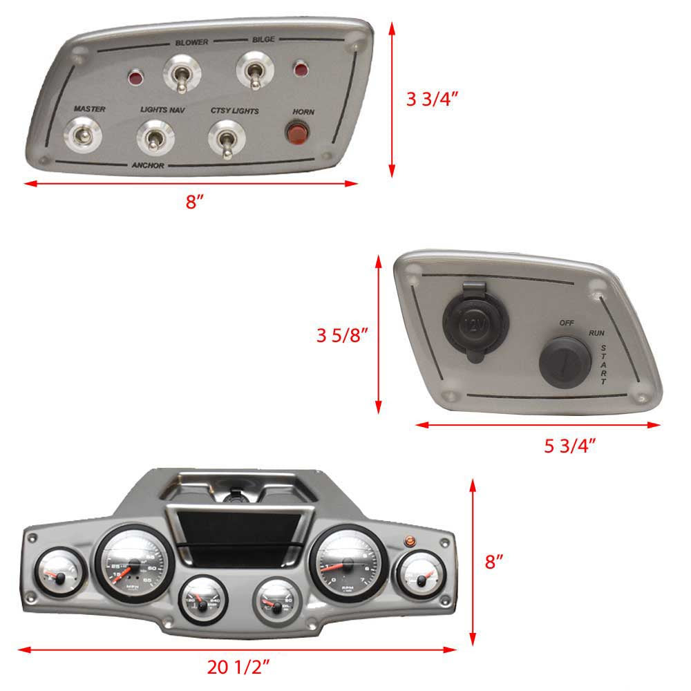 Teleflex Gauges Gray Set of 3 Dash Panel Kit Y940192