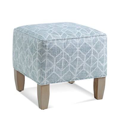 Square Standard Ottoman Gray and Teal Stripe Driftwood Finish Q442