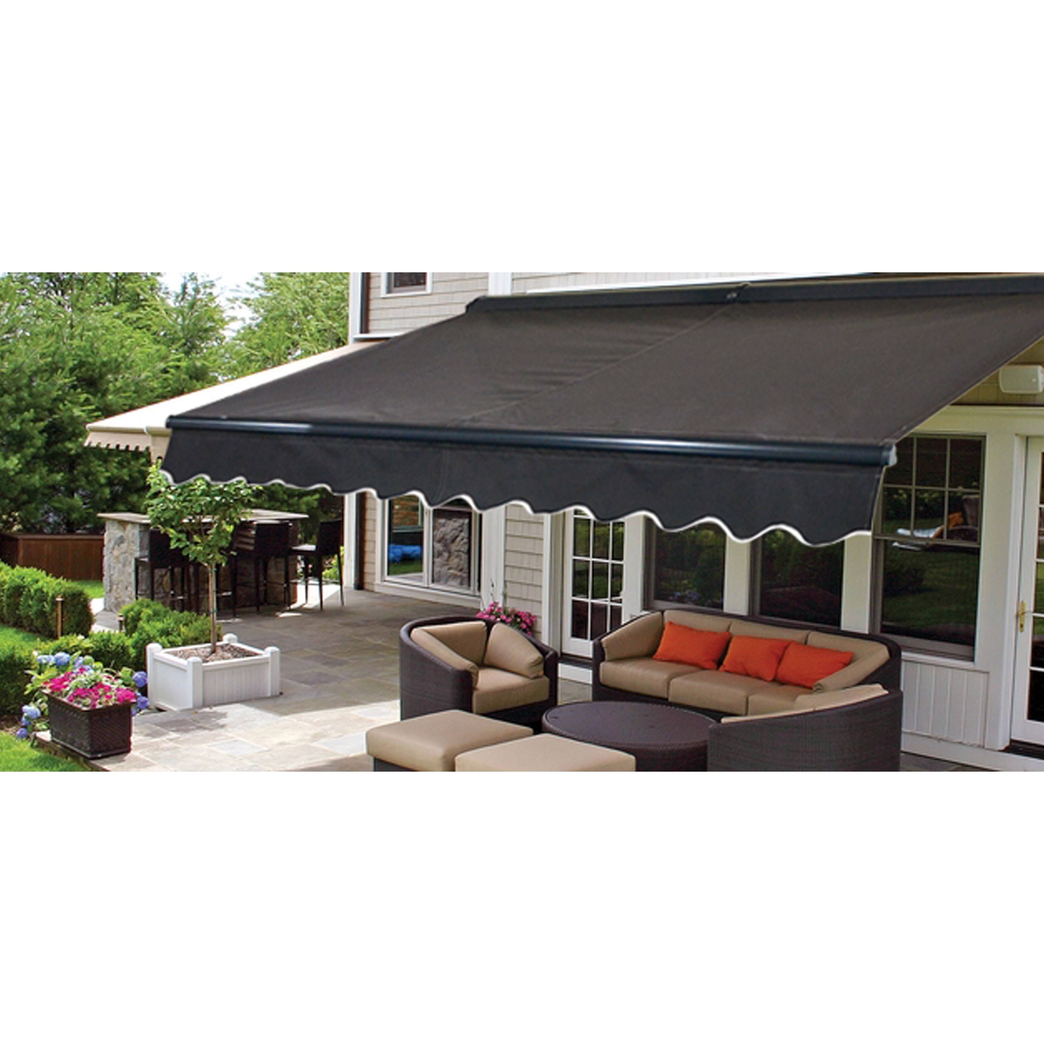 Motorized LED 12 x 10 ft. Half Cassette Retractable Awning Black B35022