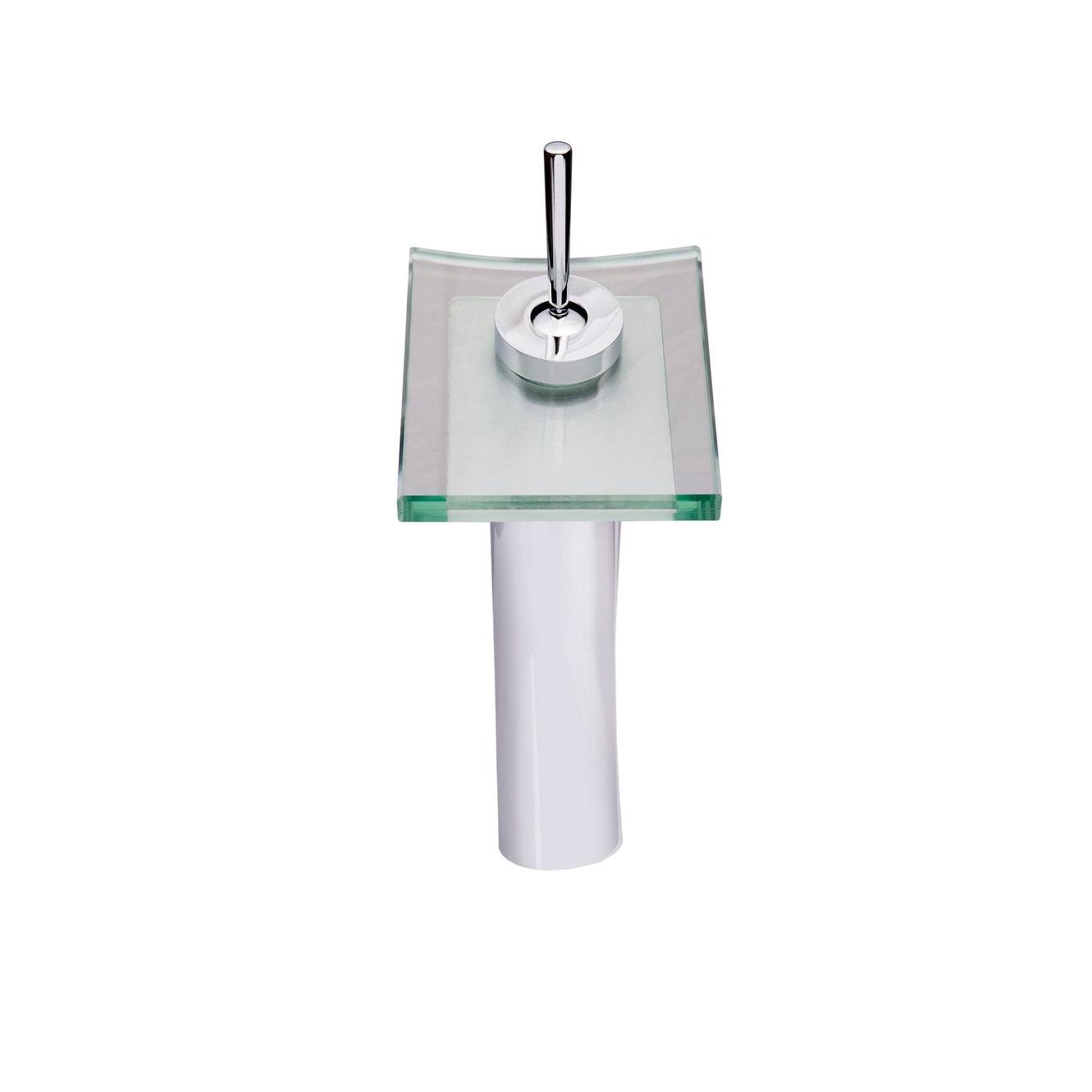 1.8 GPM Single Hole Waterfall Vessel Bathroom Faucet Oil Rubbed Bronze Brown Glass G323