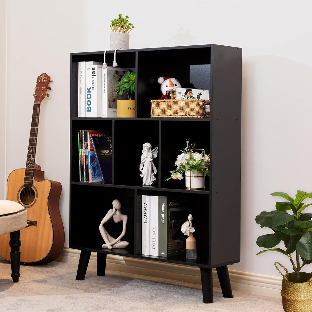 Black 3 Tier Wood Bookshelf U73079
