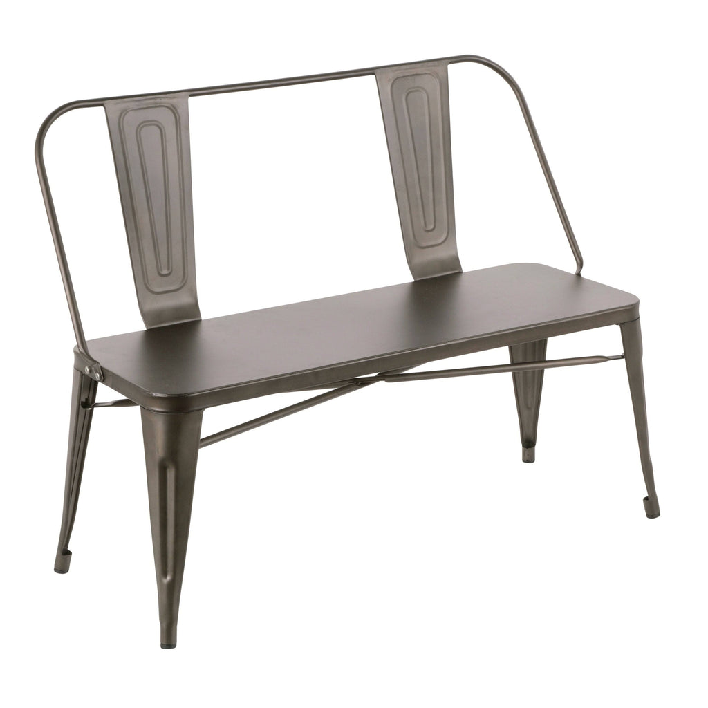 Vintage White Industrial Metal Bench I705