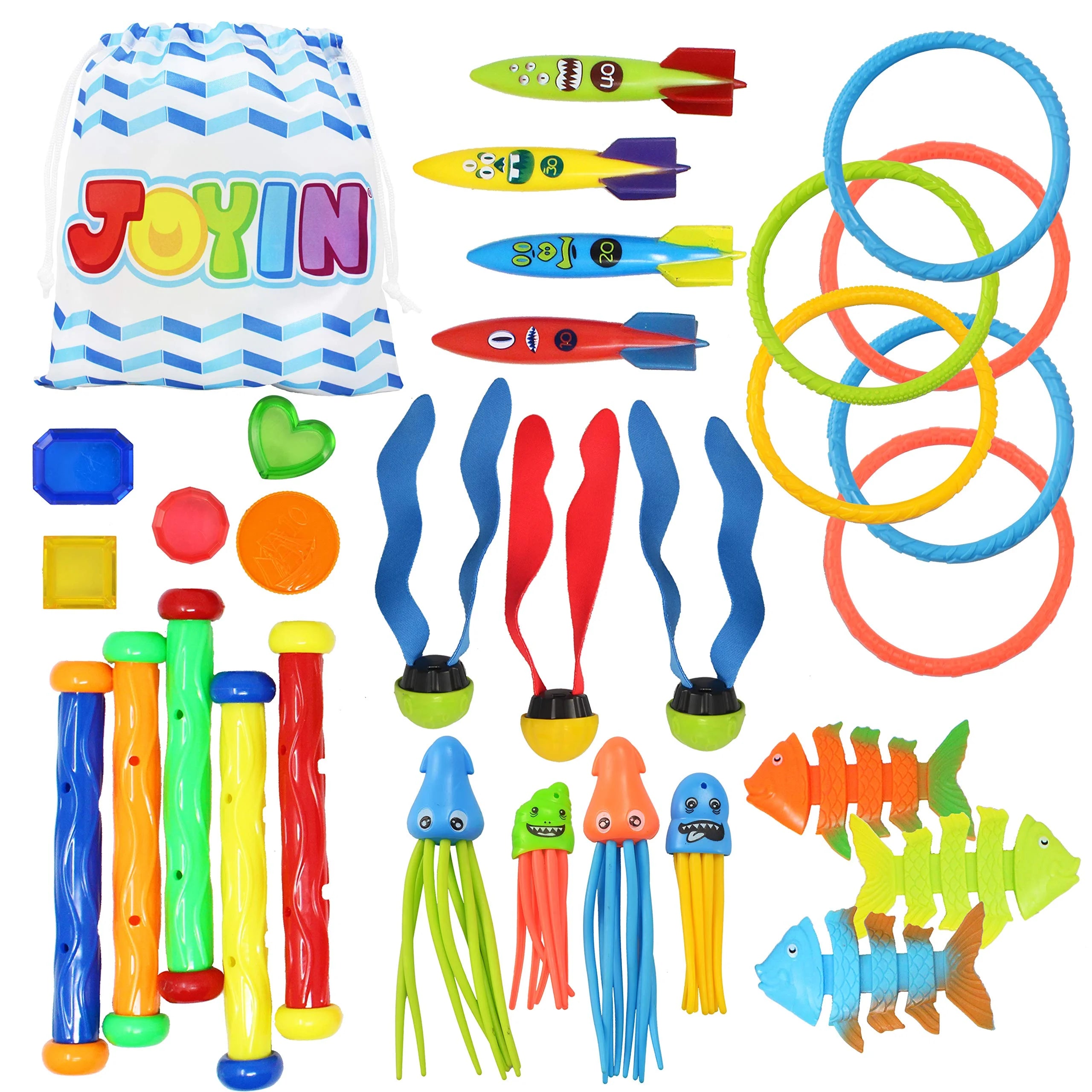 30 Pcs Diving Pool Toys with Storage Bag G92447