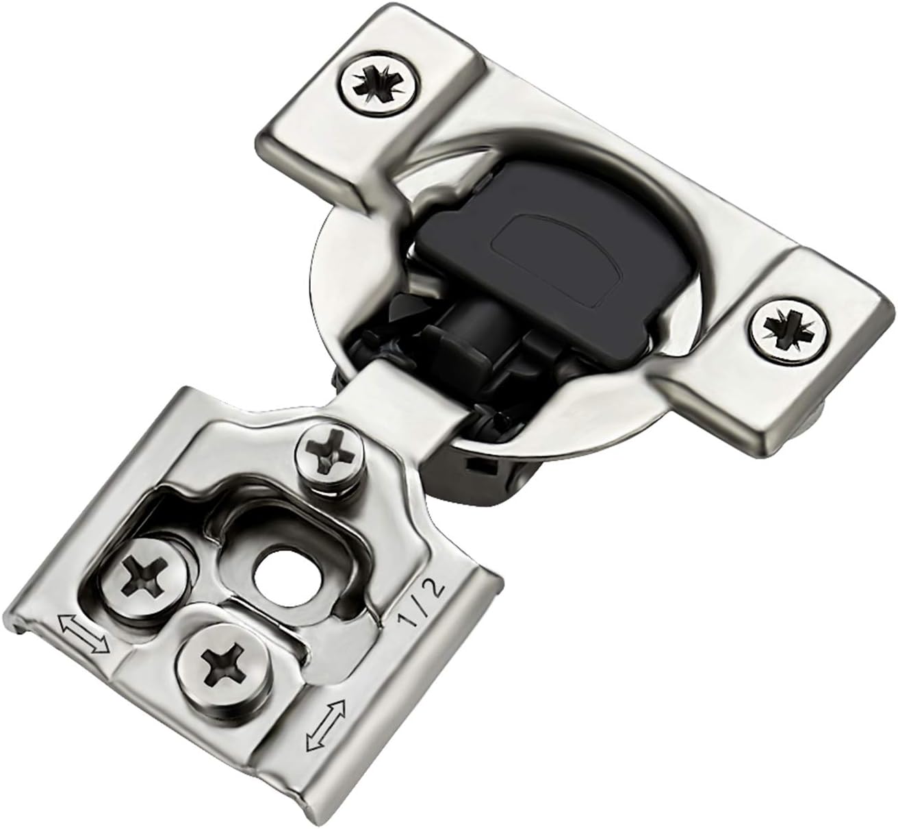 32 Pack 16 Pairs 1/2 inch Overlay Soft Close Hinges Satin Nickel Stainless Steel Concealed Hinge D918666