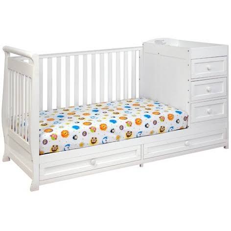 2-in-1 Convertible Crib and Changer, White Y47605