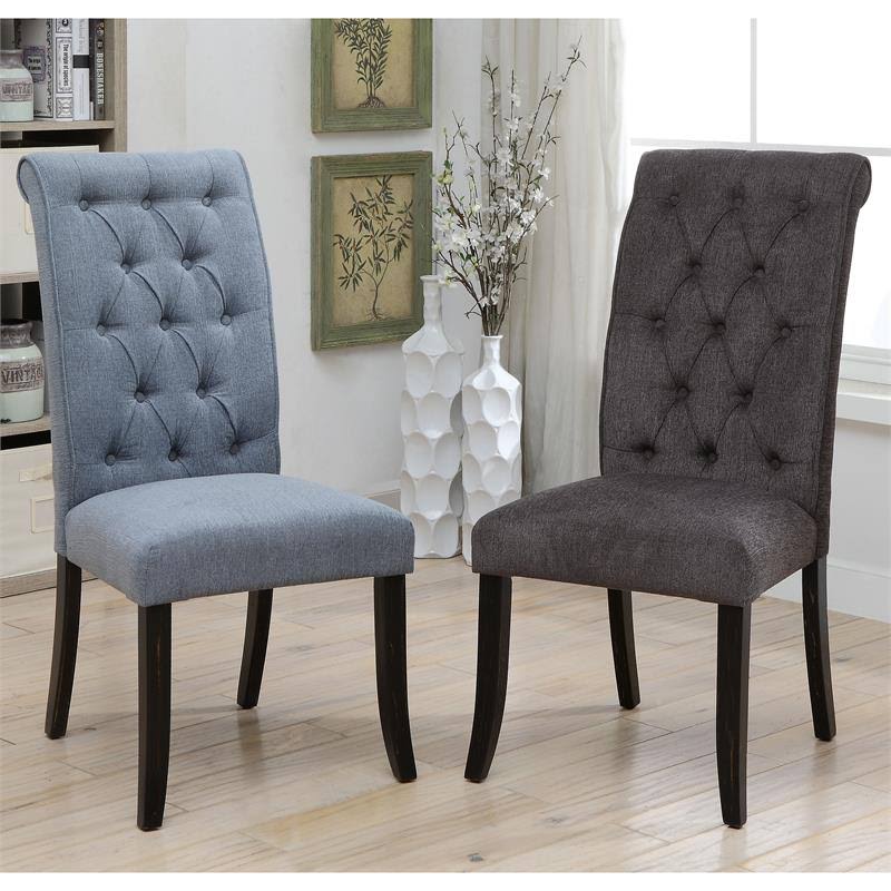 Gray Fabric Side Chair Set of 2 Y2207