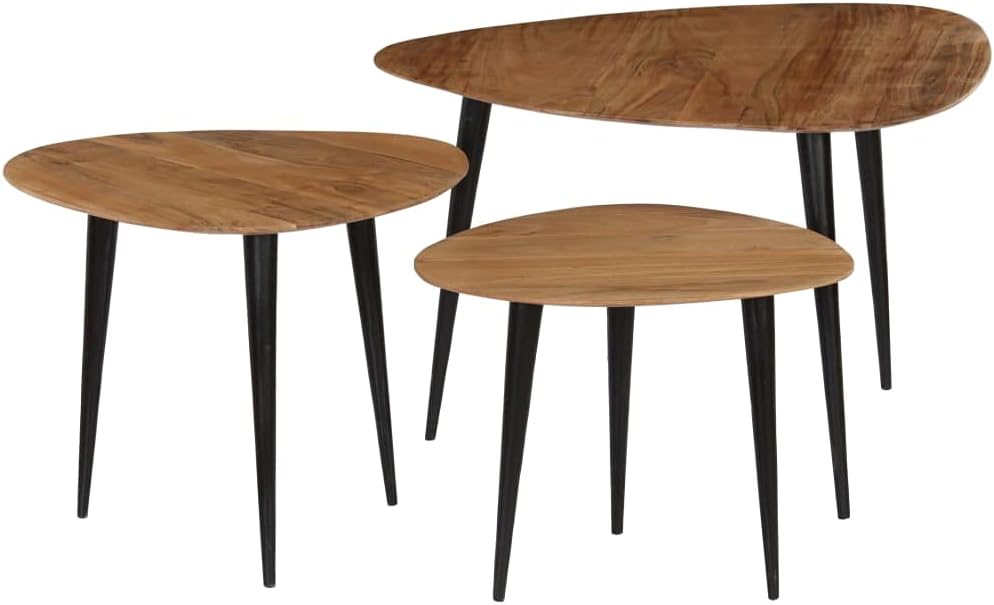 Solid Acacia Wood Coffee Table Set 3 Pieces I5027