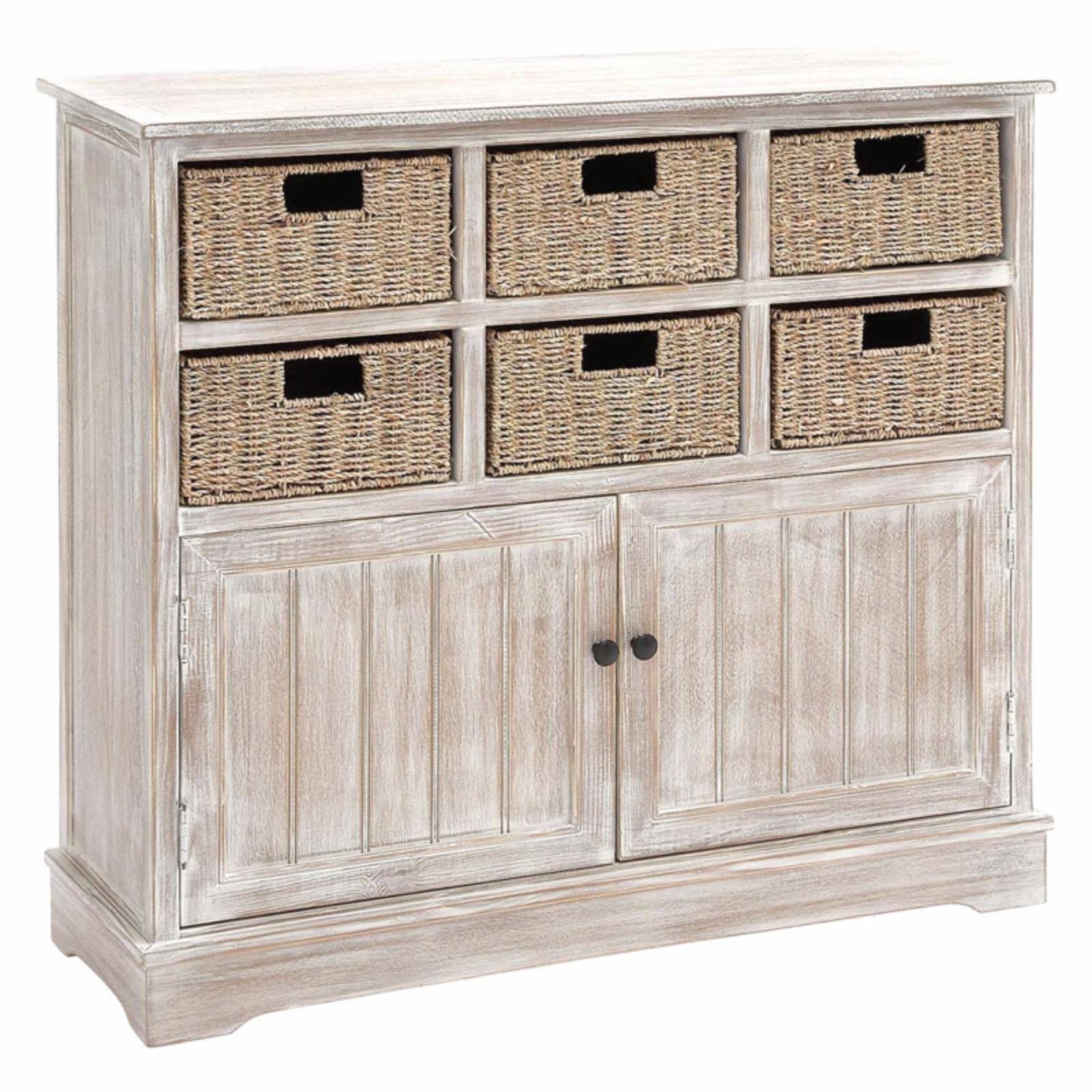 6 Basket Wood Cabinet K9039