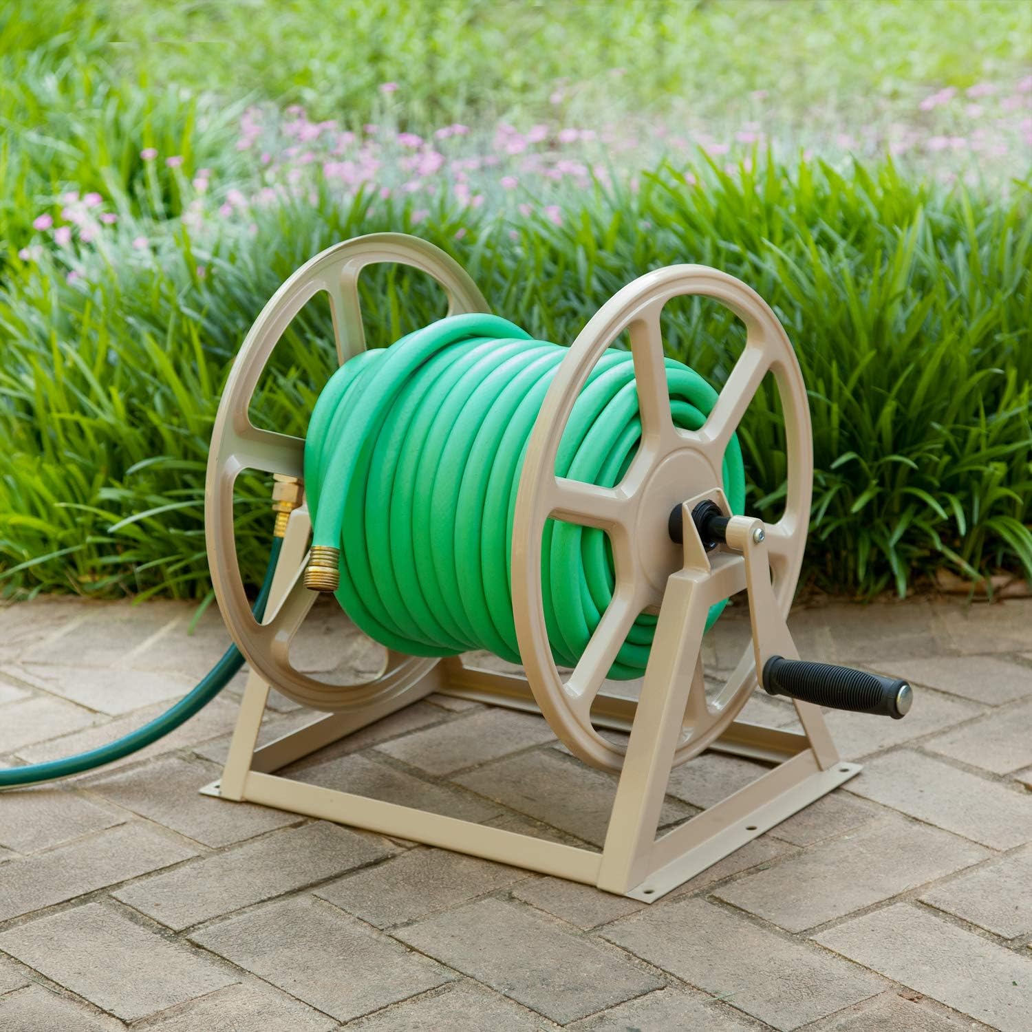 Steel Wall/Floor Mounted Hose Reel, Holds 200-Feet of 5/8-Inch Hose B3252