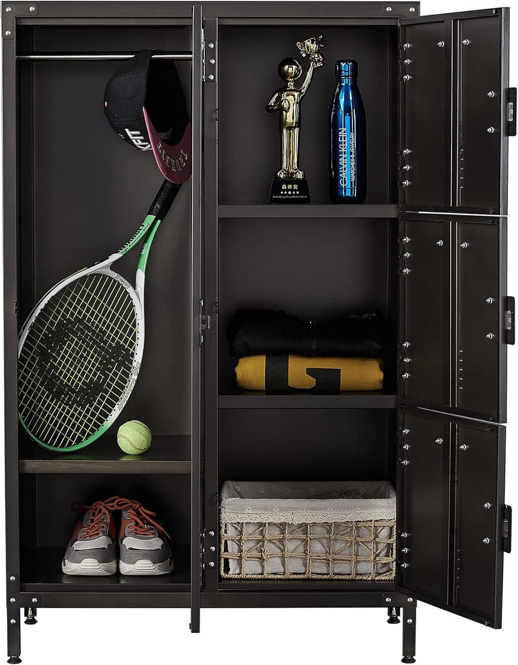 Metal Storage Cabinet with 4 Doors, 55 Height Steel Cabinet with Lockable Doors B664