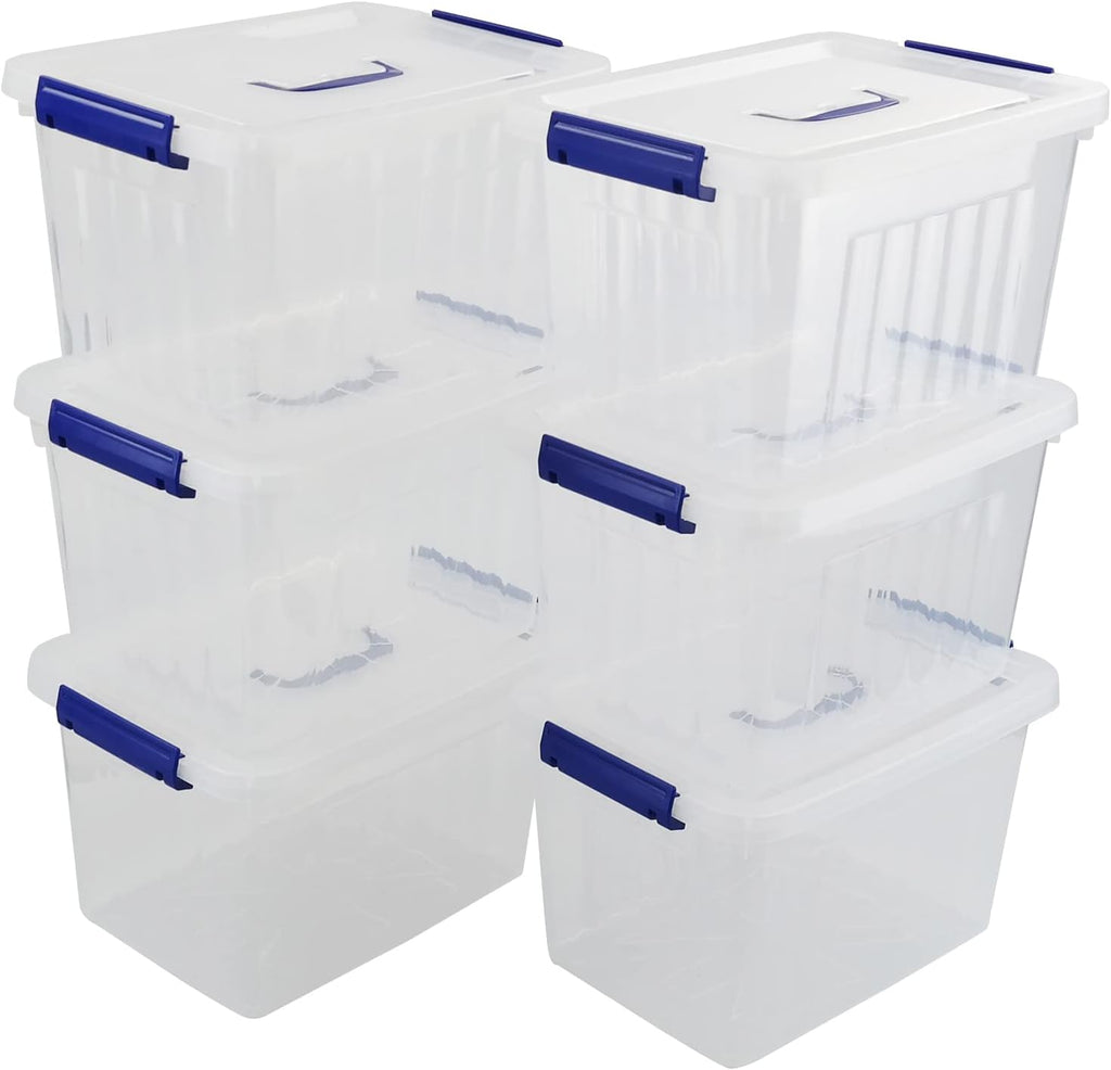 10 L Clear Plastic Storage Box with Handle, 6-Pack O10477