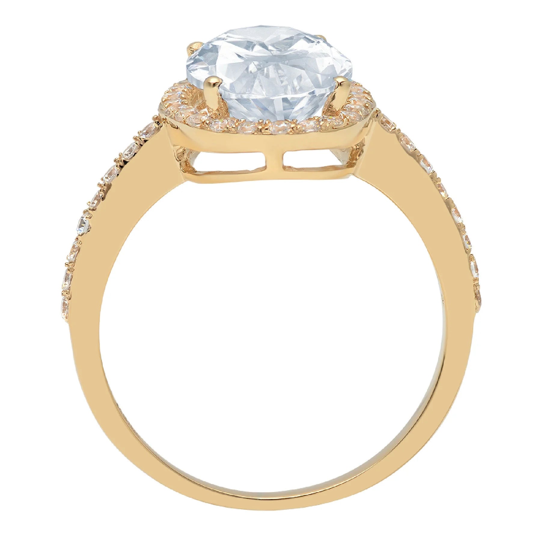 14k Yellow Gold Solitaire Ring with Accents C945