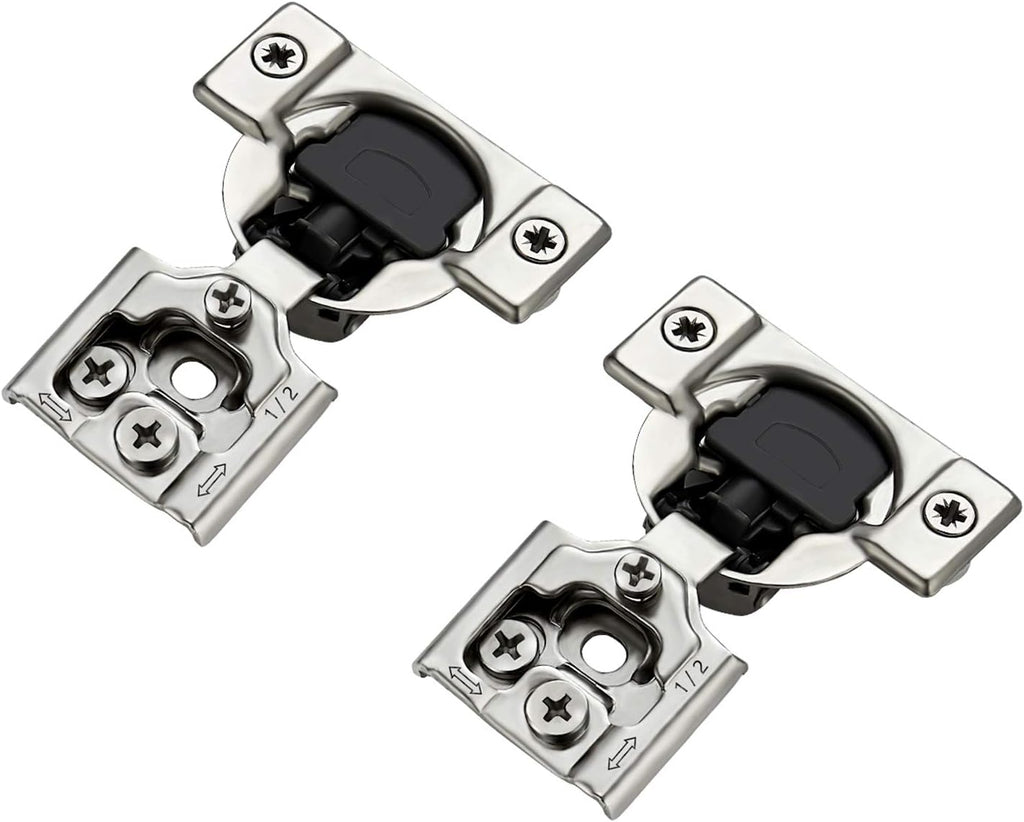 32 Pack 16 Pairs 1/2 inch Overlay Soft Close Hinges Satin Nickel Stainless Steel Concealed Hinge D918666