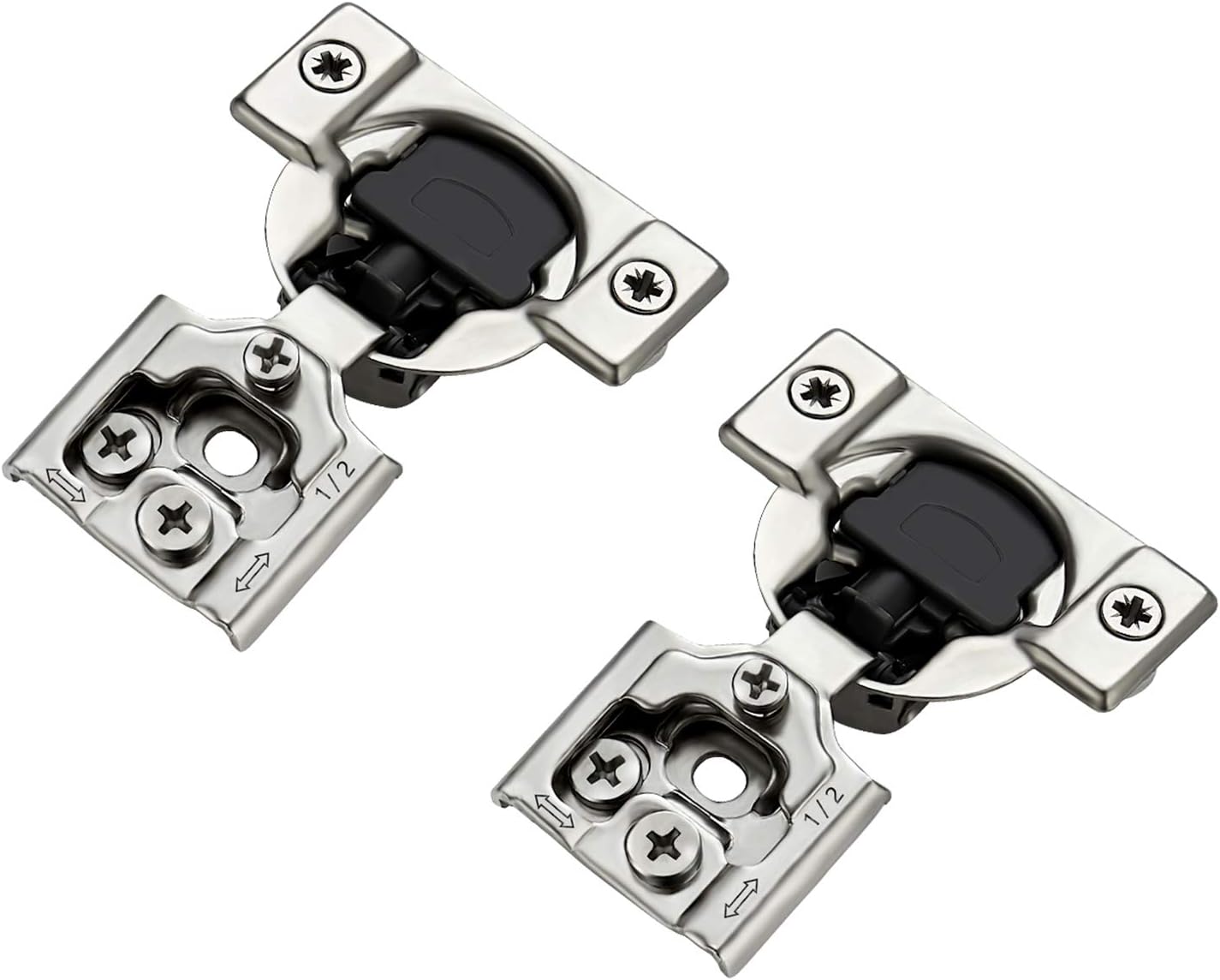 32 Pack 16 Pairs 1/2 inch Overlay Soft Close Hinges Satin Nickel Stainless Steel Concealed Hinge D918666