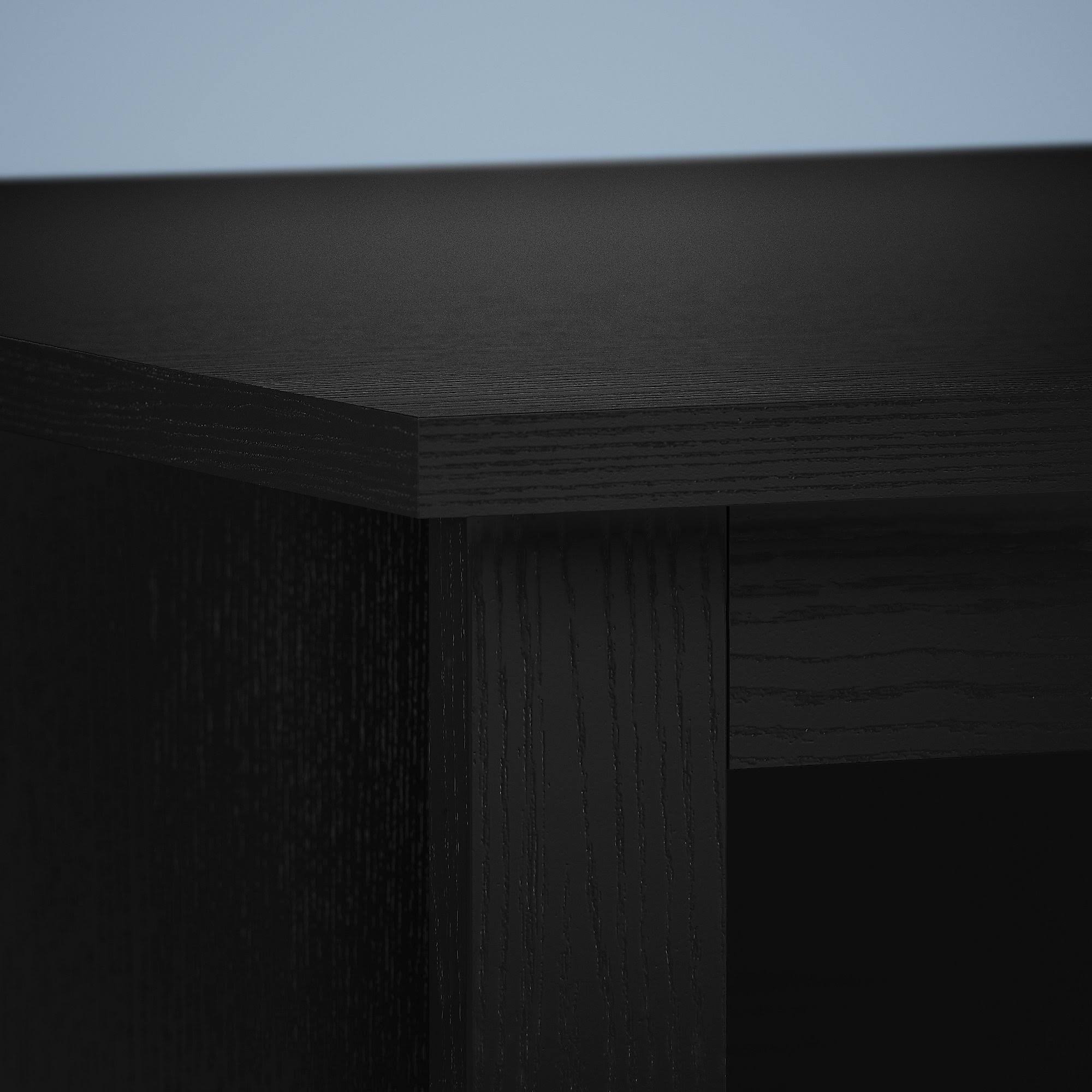Black Suede Writing Desk with Cabinet and Bookcase O2650