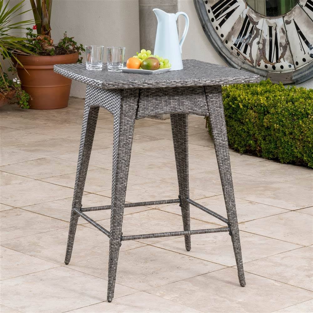 Square Wicker Bar Table Mixed Black J3495