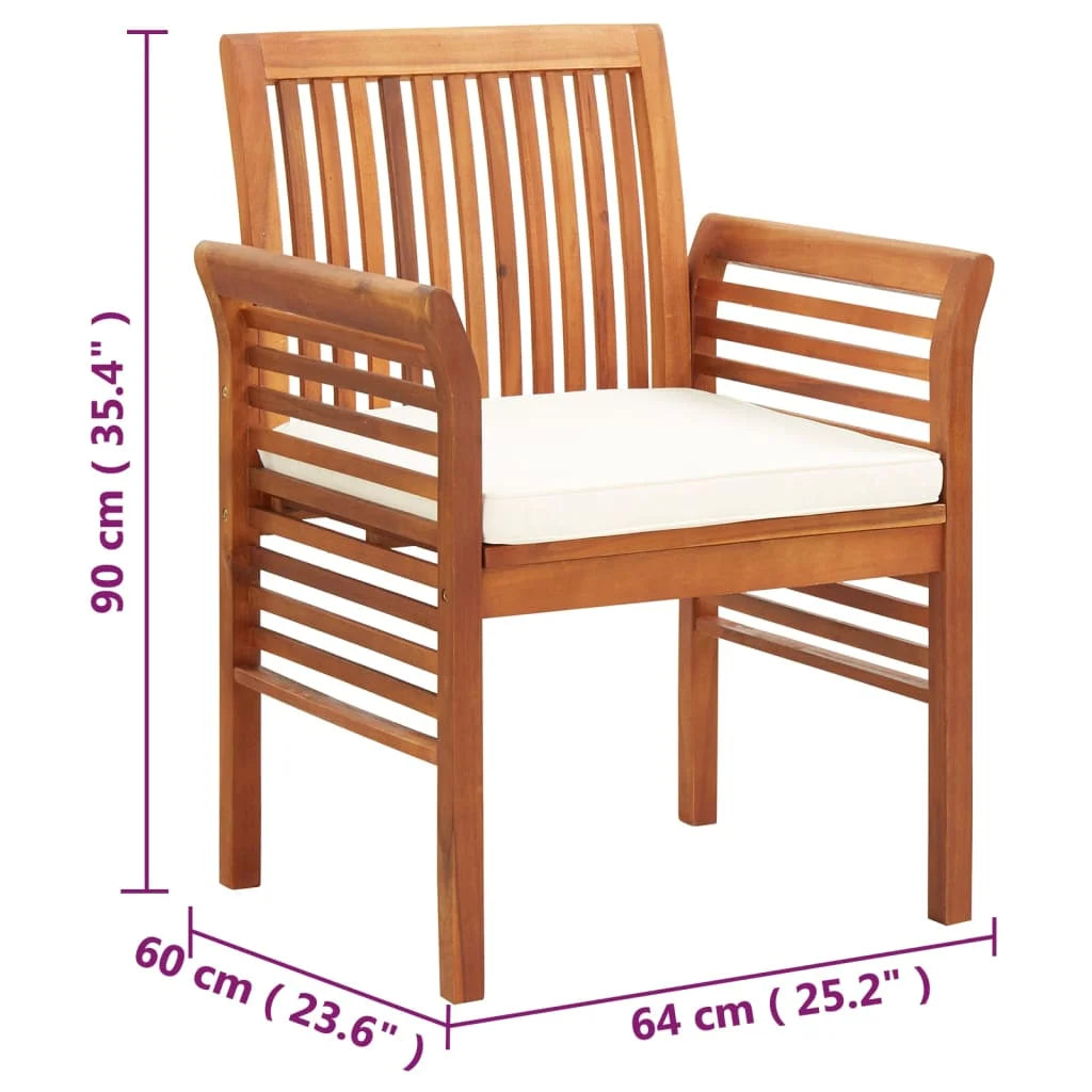 4 pcs Solid Wood Acacia Patio Dining Chairs with Cushions J52547