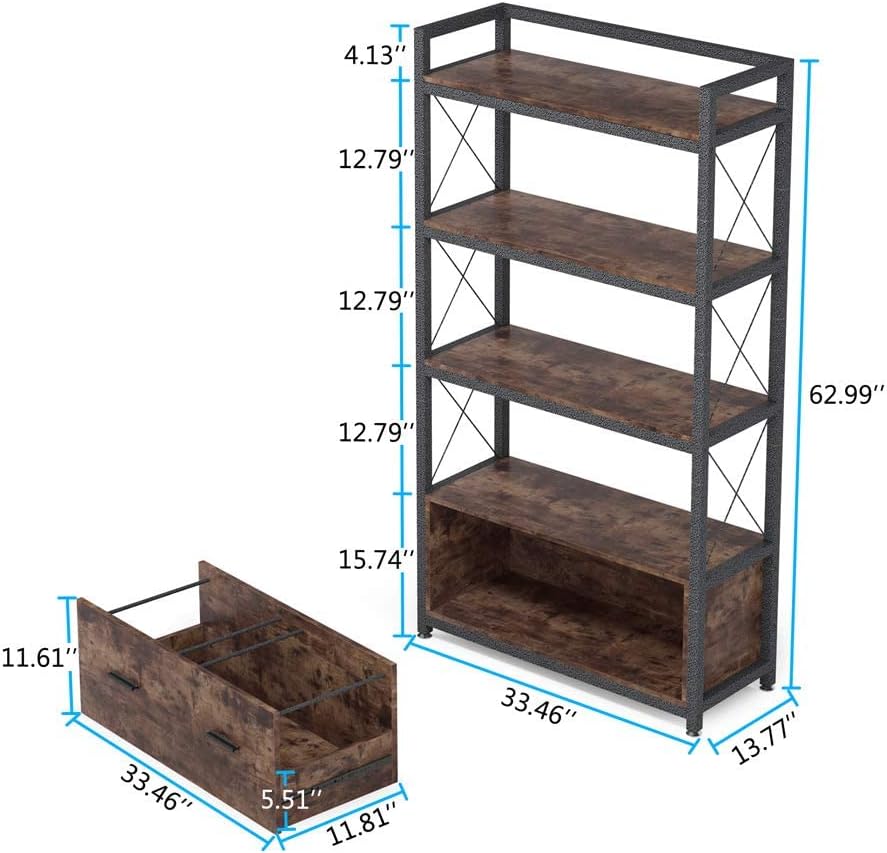 Freestanding Lateral Filing Cabinet with Open Storage Shelves G176088