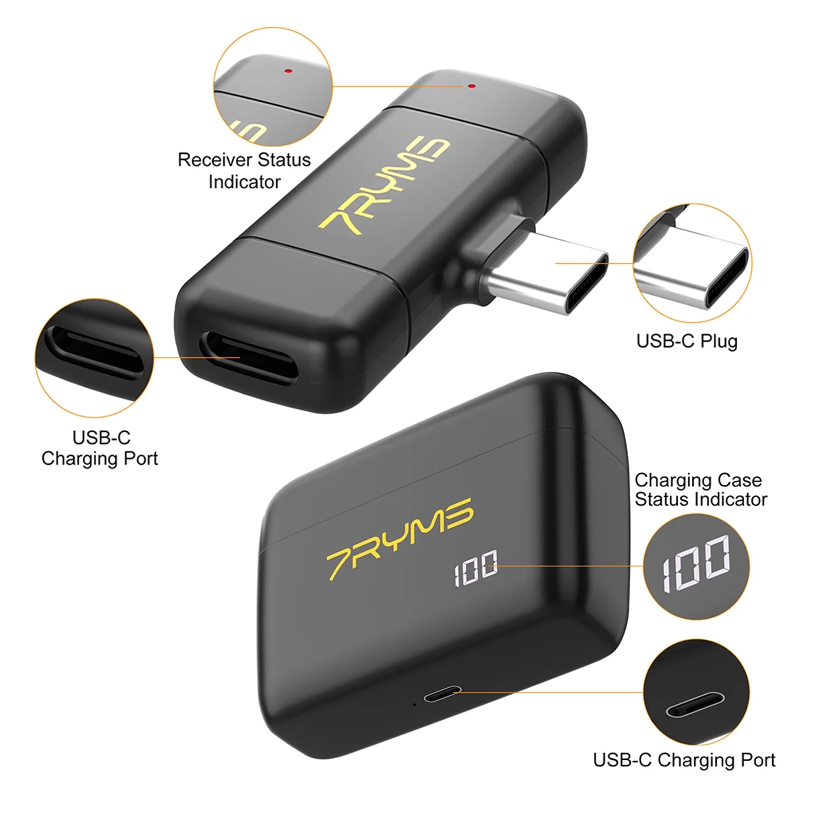 Wireless Microphone System with 50M Transmission Range, Built-in Battery F716495