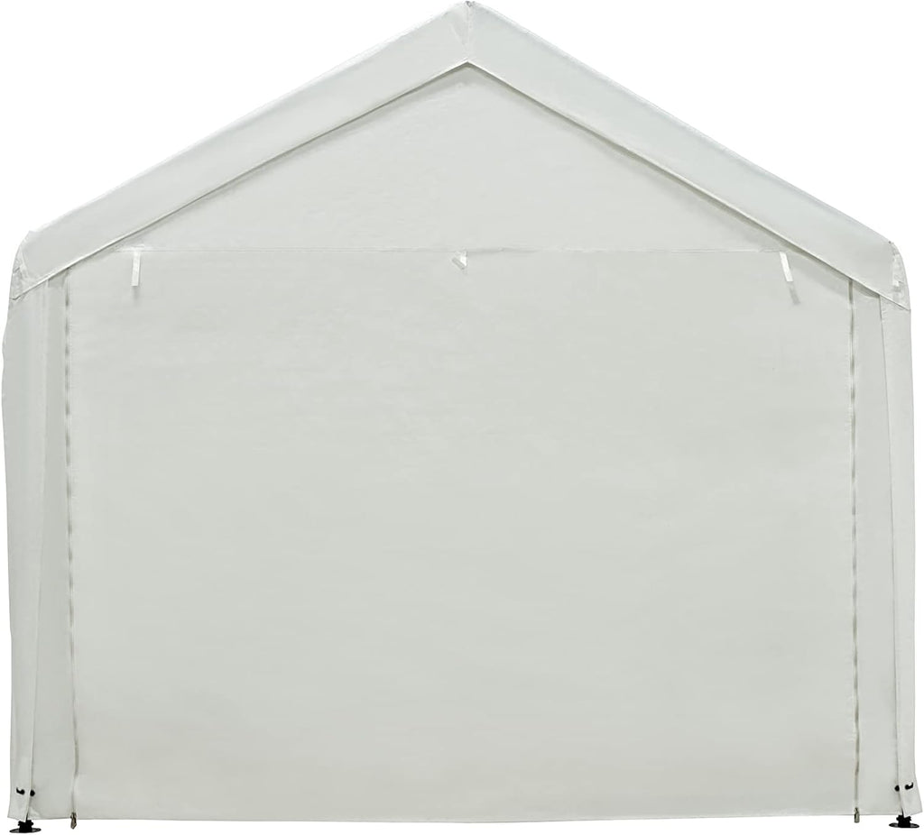 White 10 x 20 ft Heavy Duty Carport with Ventilated Windows and Removable Sidewalls L8269
