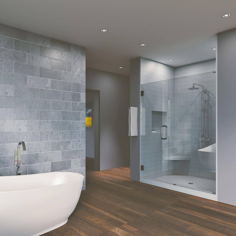 Brushed Nickel Frameless Hinged Shower Door A8930