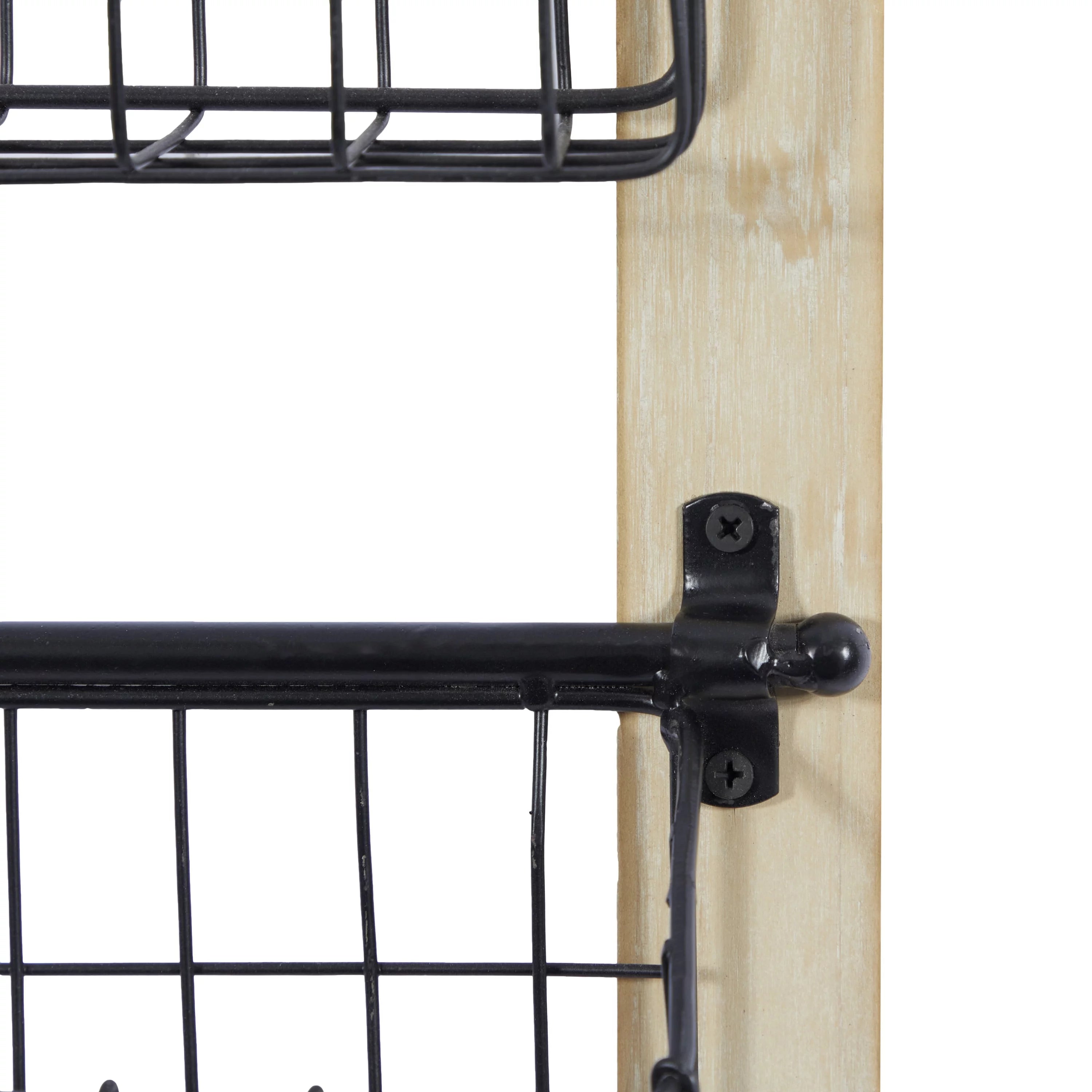 Black Metal 2 Slots Magazine Rack Holder with Suspended Baskets Q157
