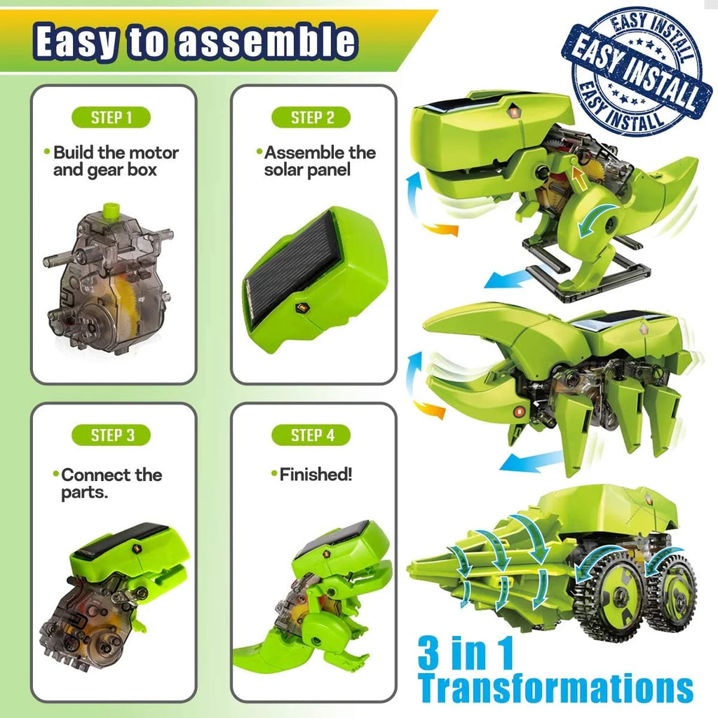 STEM Robot Building Kit 3 in 1 Solar Dinosaur Desk Robot with Manual Instructions and Piler D769