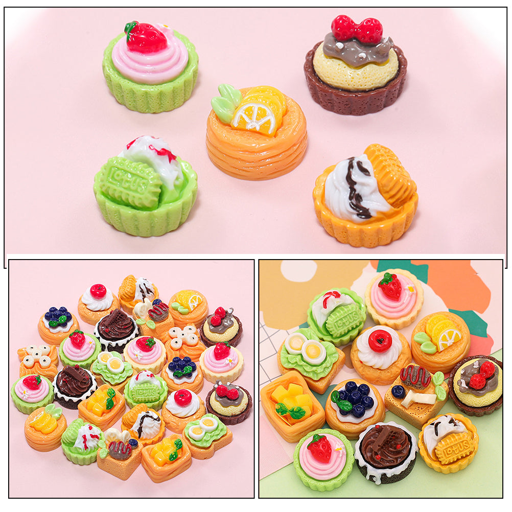 120 pcs Doll House Miniature Dessert Cakes Coffee Model K76029
