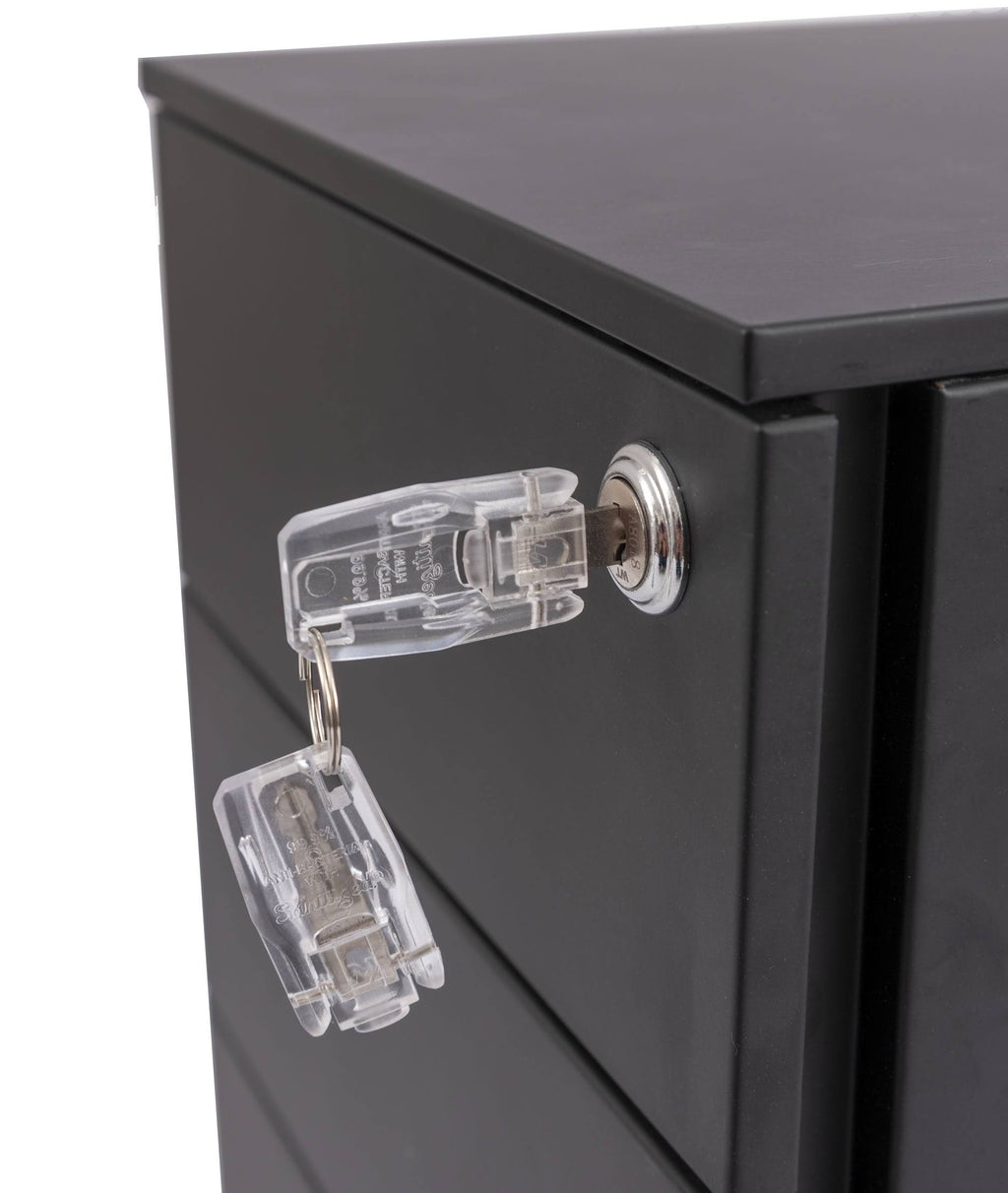 Black Wide 3 Drawer Lockable Rolling File Cabinet K868504
