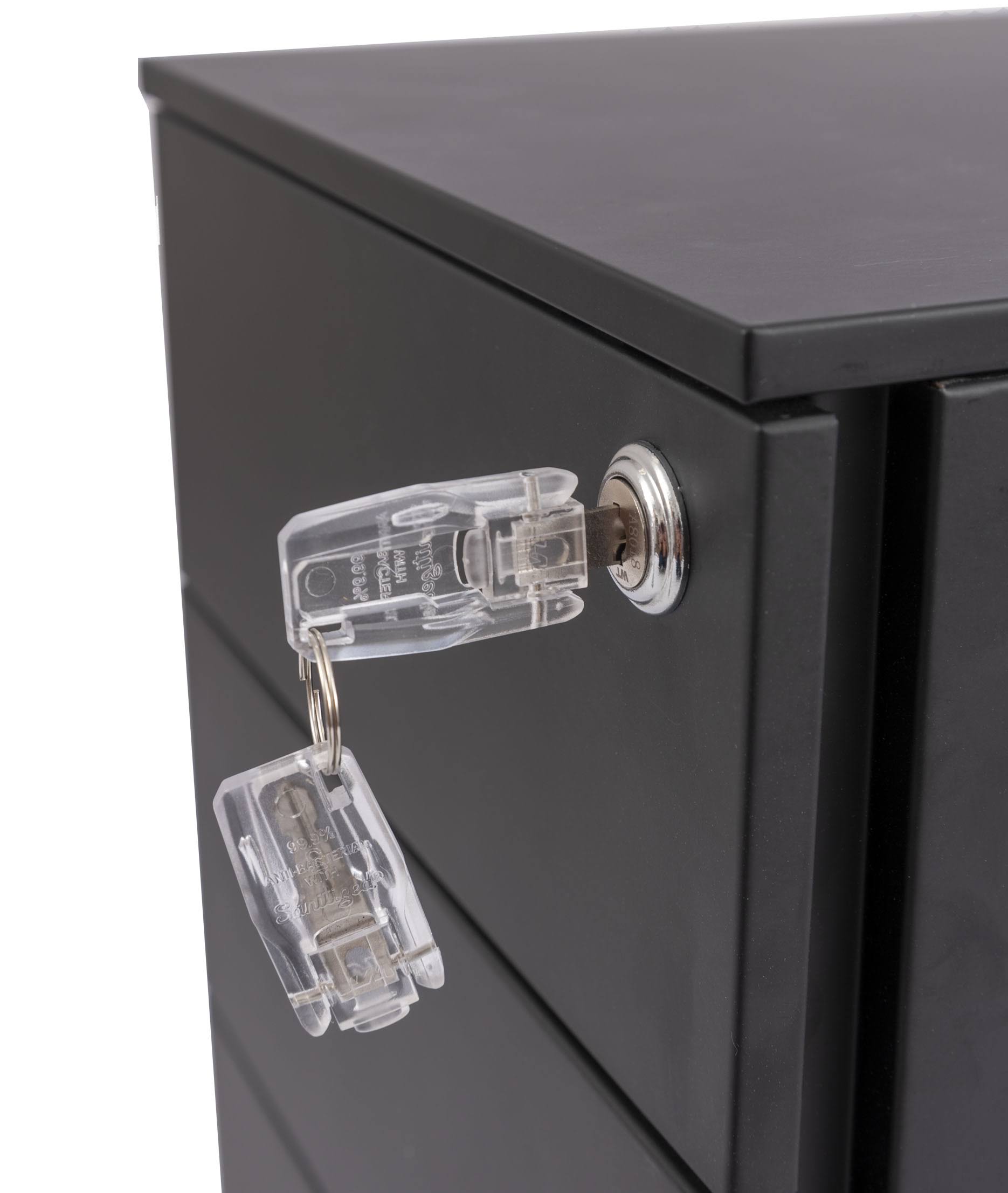Black Wide 3 Drawer Lockable Rolling File Cabinet K868504