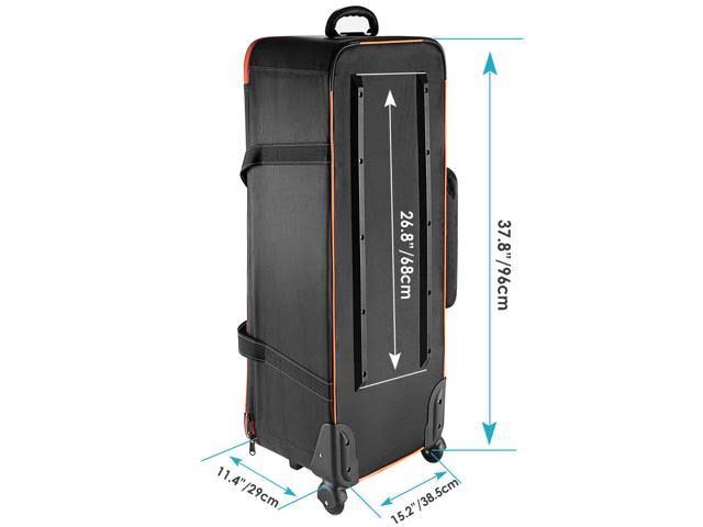 Photo Studio Equipment Trolley Carry Bag with Straps Padded Compartment Wheel D697