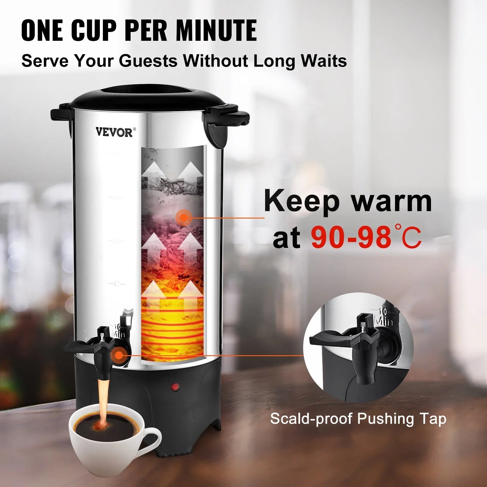 50 Cup Stainless Steel Coffee Dispenser W799