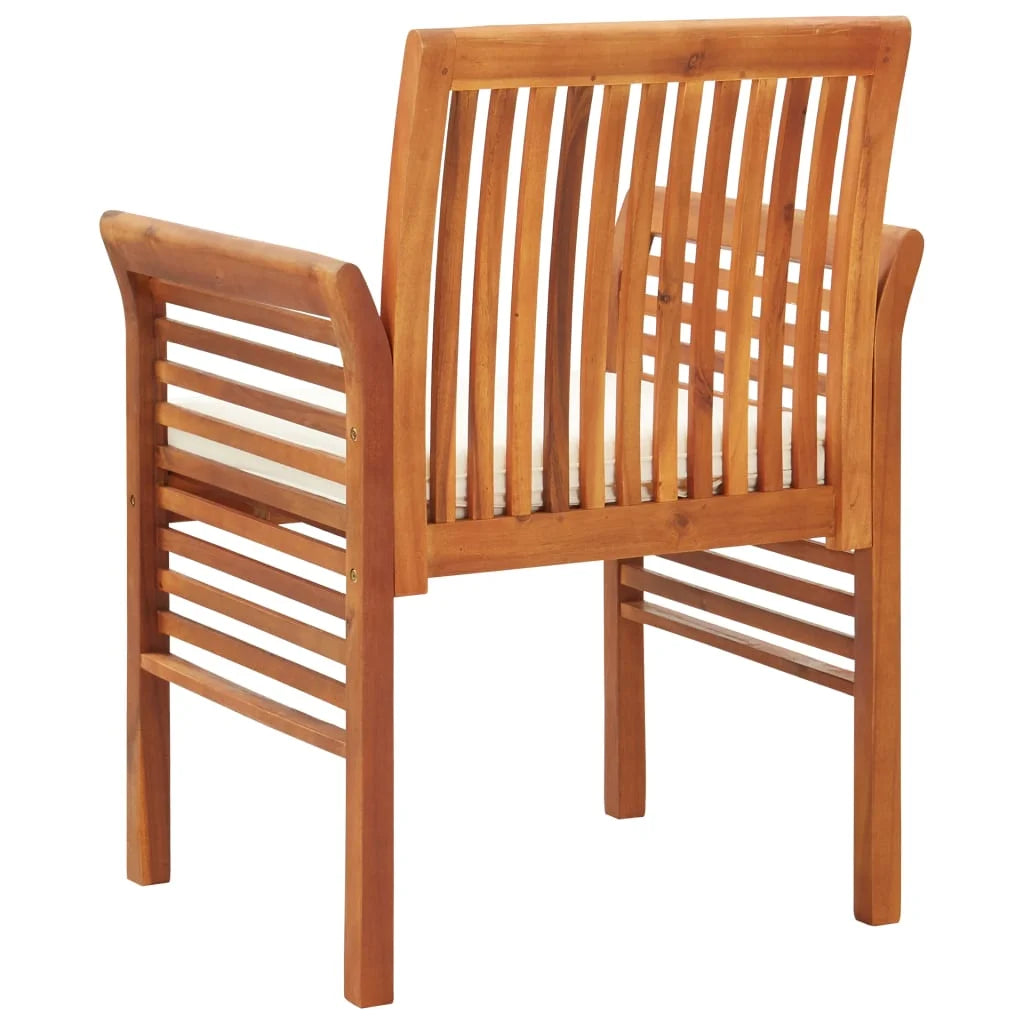 4 pcs Solid Wood Acacia Patio Dining Chairs with Cushions J52547