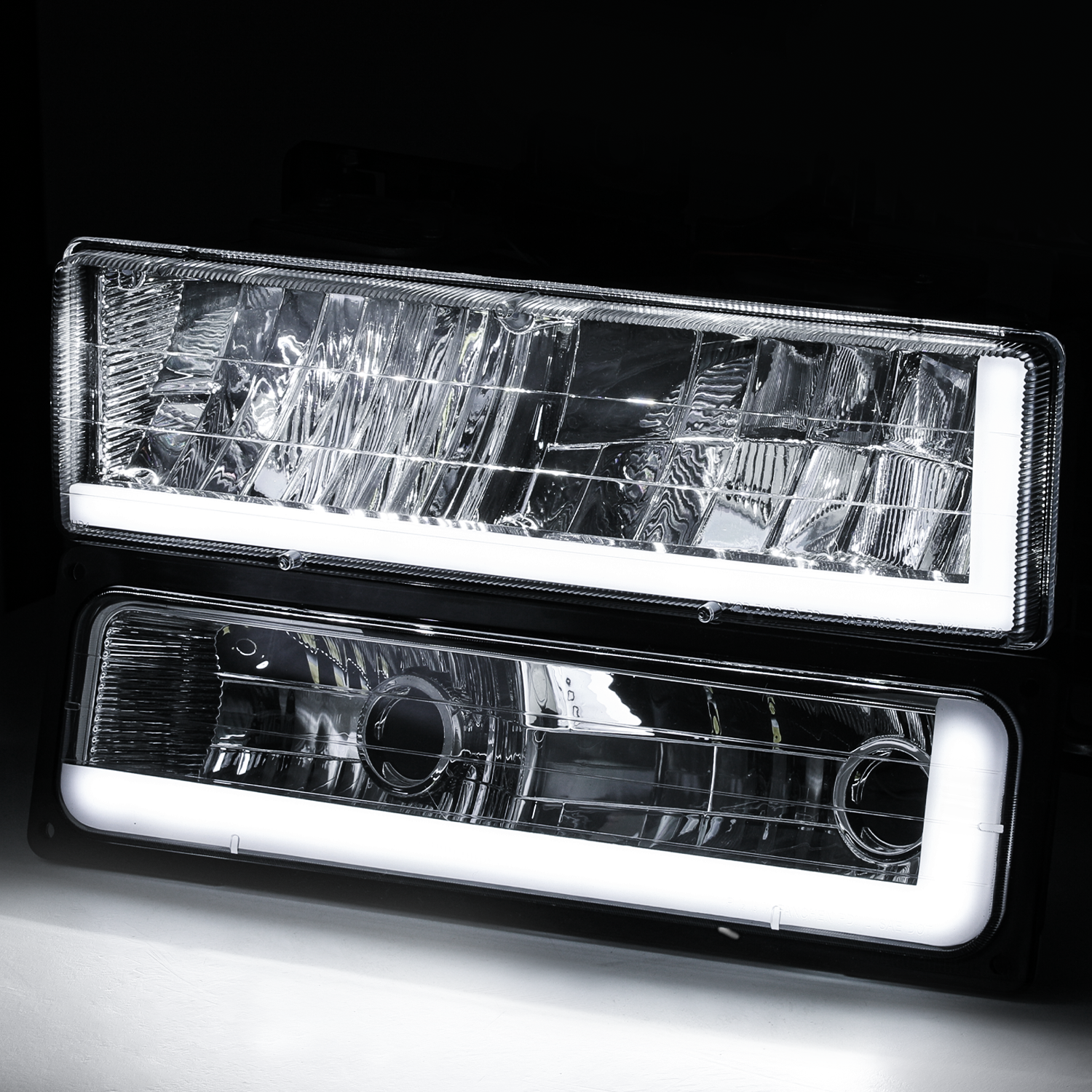 Switchback LED Tube Headlight Assembly with LED Bulbs G7445