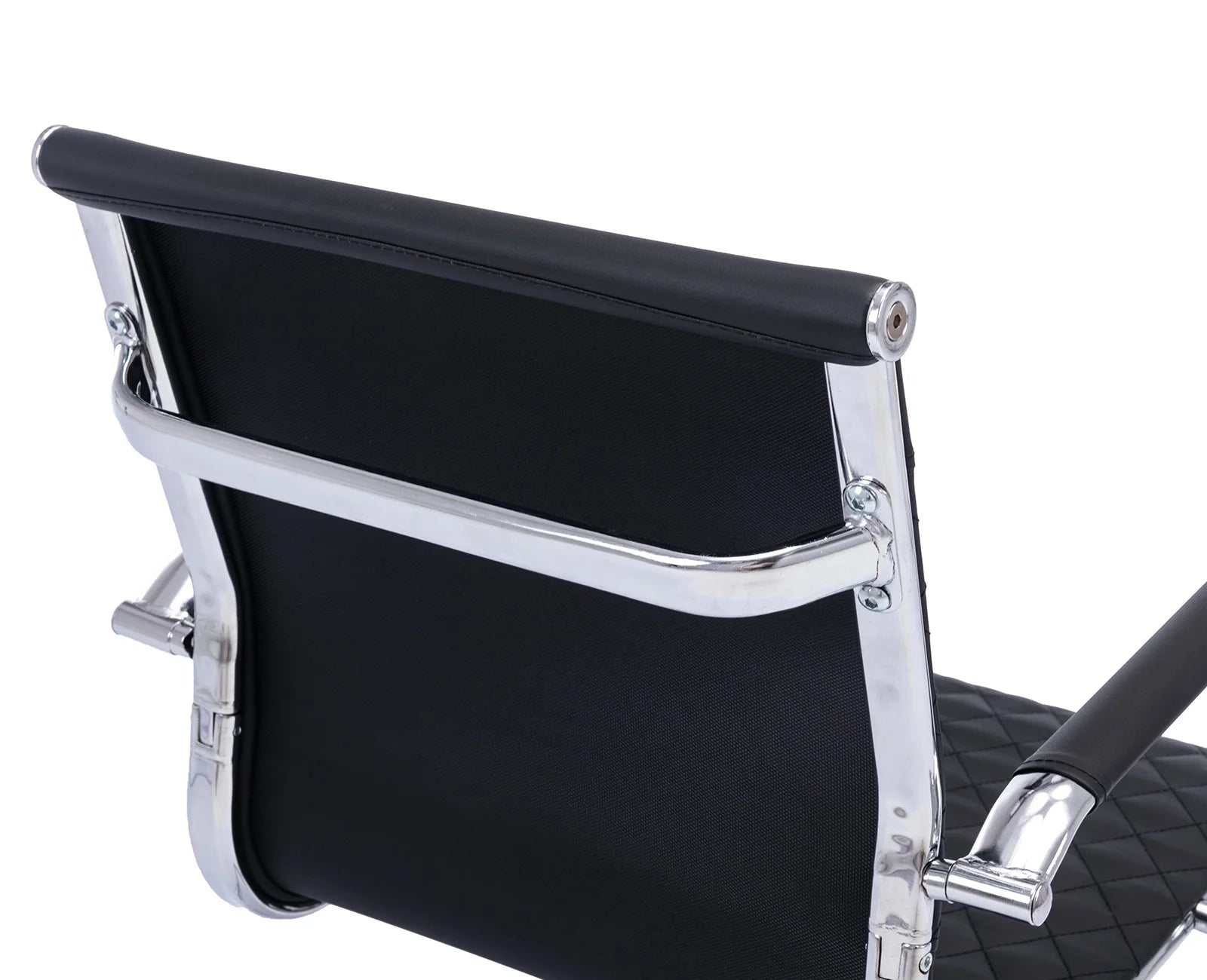 Black Faux Leather Office Guest Chair Set of 2 with Metal Sled Base I798750